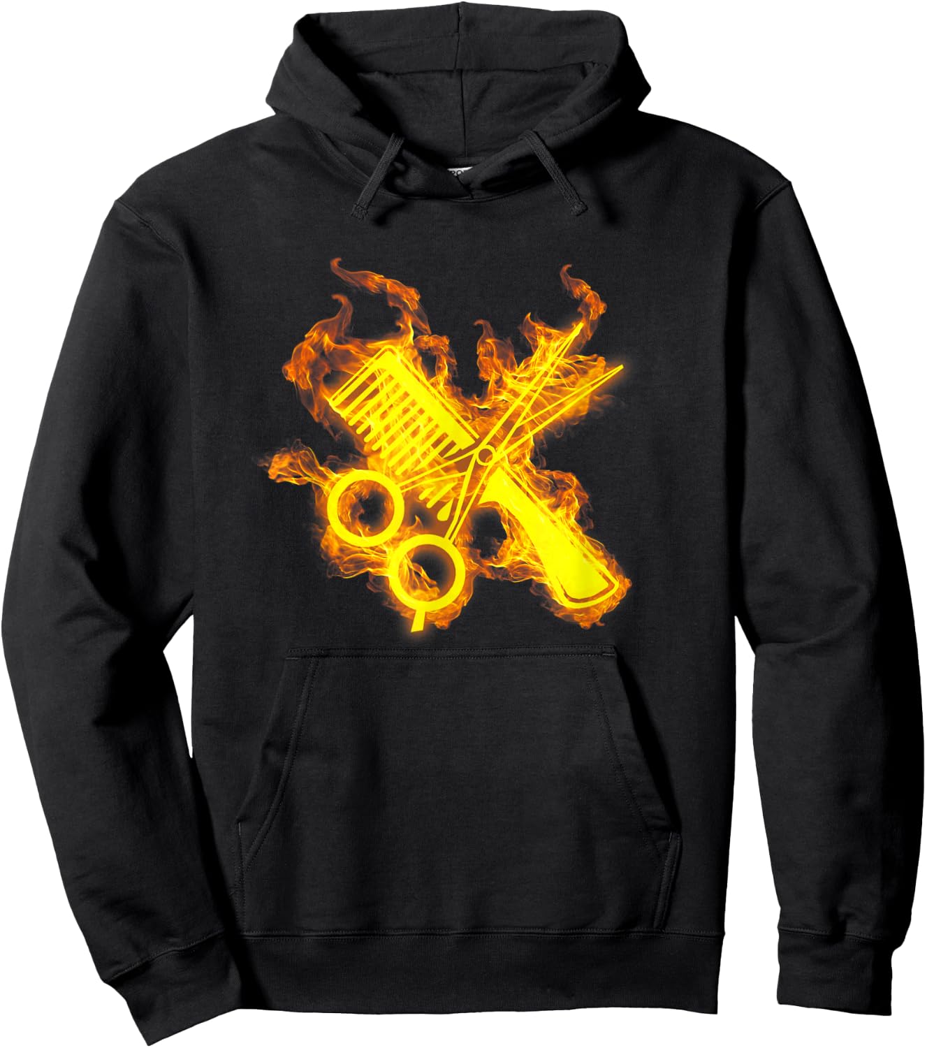 Fire Scissors And Comb Flames Barber Hairdresser Hoodie - Hoodie | Black