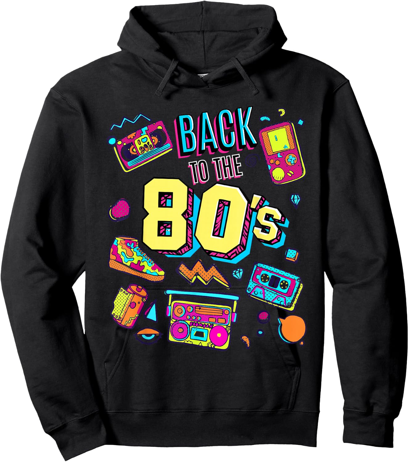 Enjoy Celebrate & Wear Cool Back To 80's Graphic Design Fun Hoodie - Hoodie | Black