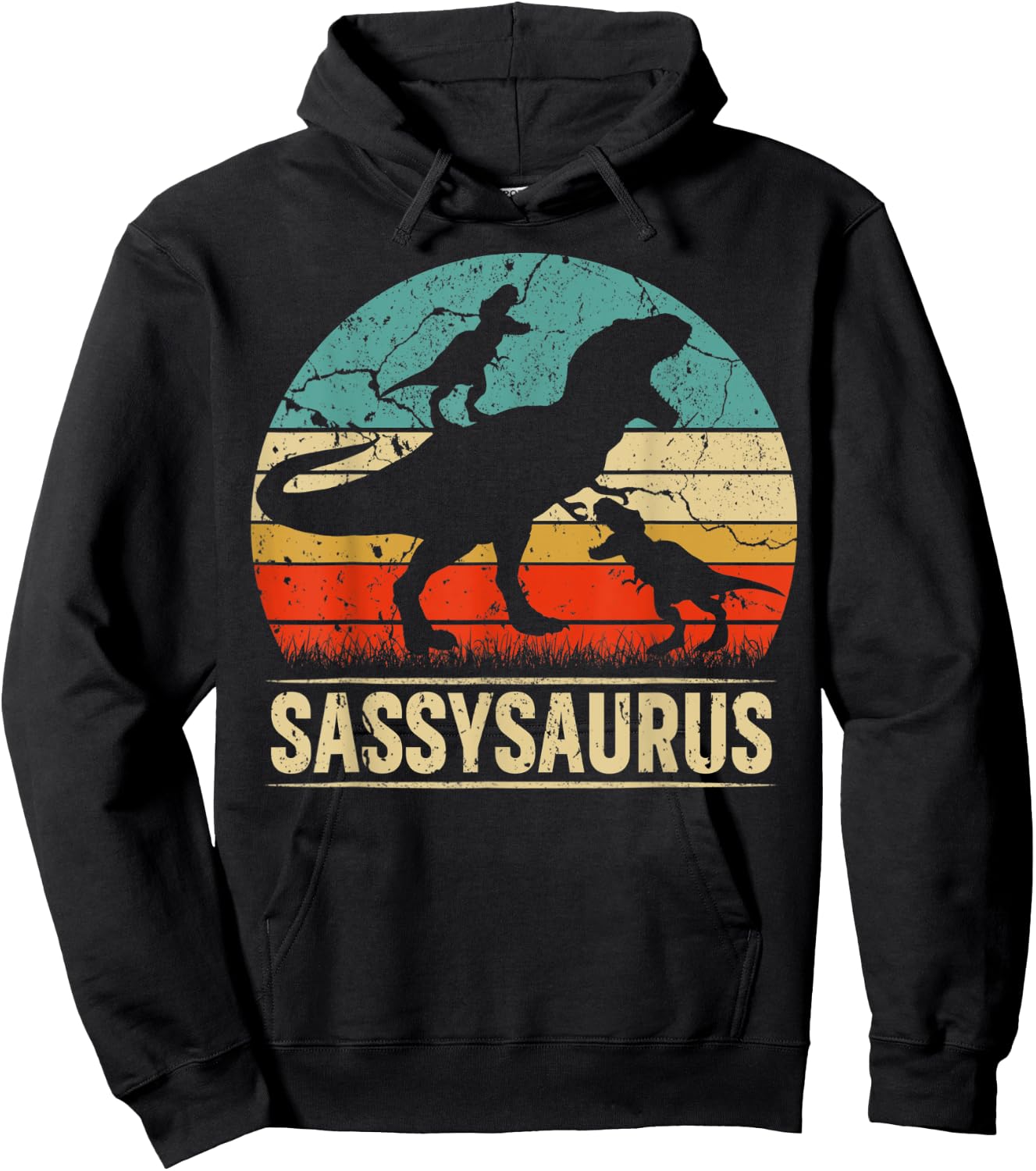 Sassy Dinosaur T Rex Sassysaurus 2 kids Family Matching Hoodie - Hoodie | Black