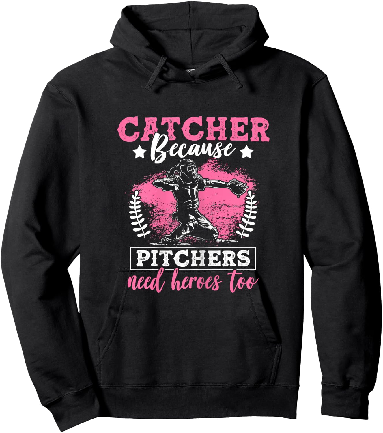 Funny Softball Lover Graphic Women Girls Softball Catcher Hoodie - Hoodie | Black