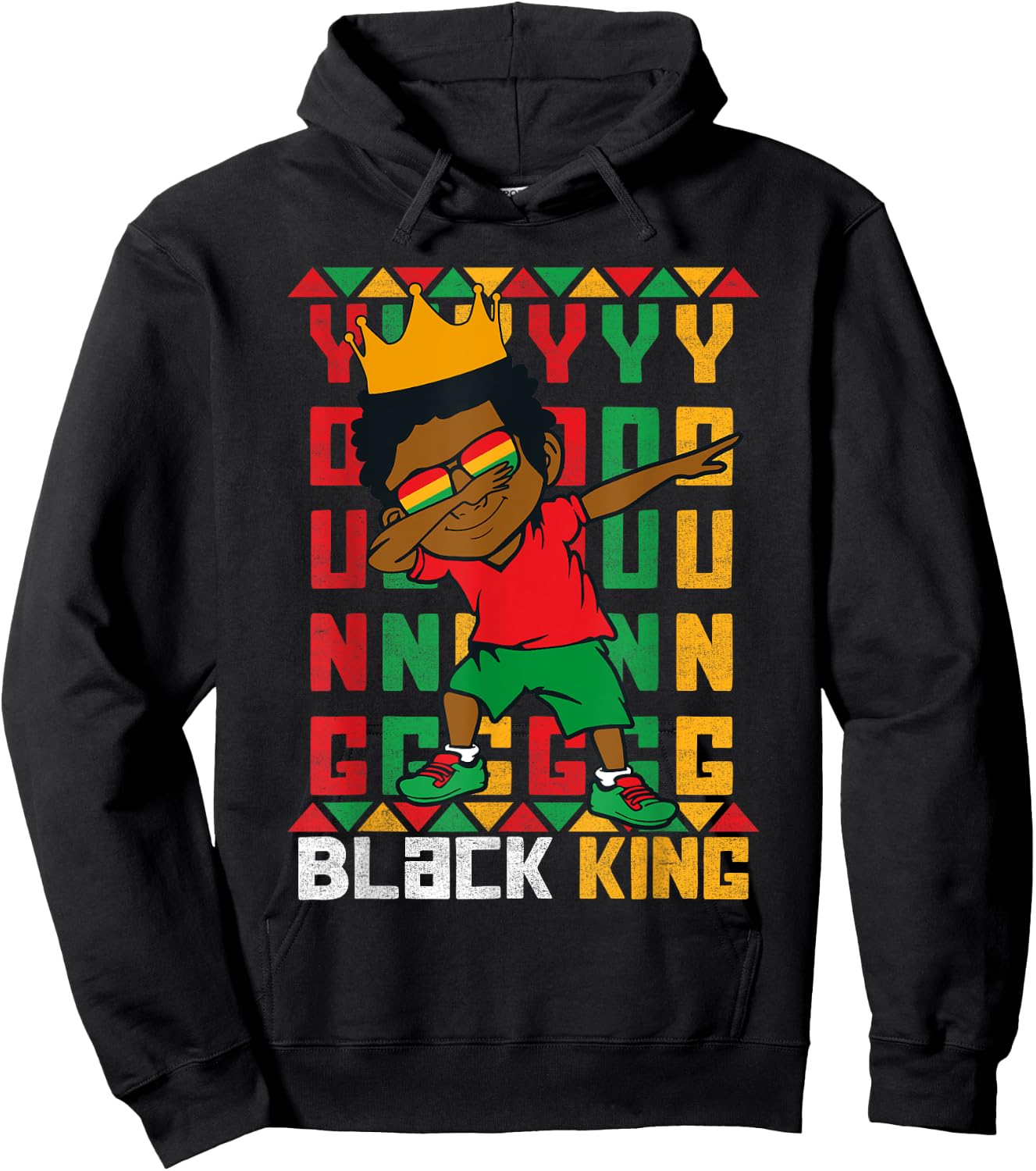 Young Black King Dab Kid African American Boy Juneteenth Hoodie - Hoodie | Black