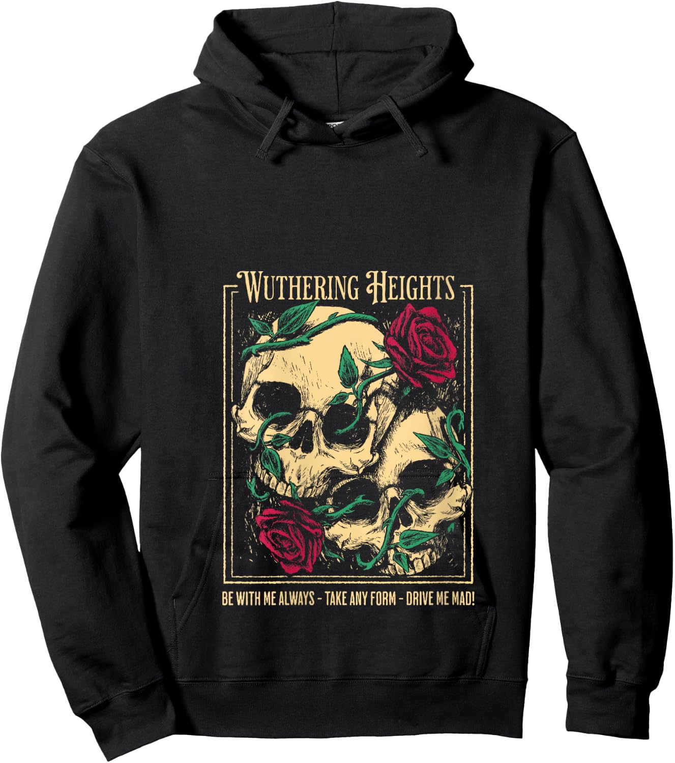 Women's Wuthering Heights Gothic Book Lover Classic Literature V-Neck Hoodie - Hoodie | Black
