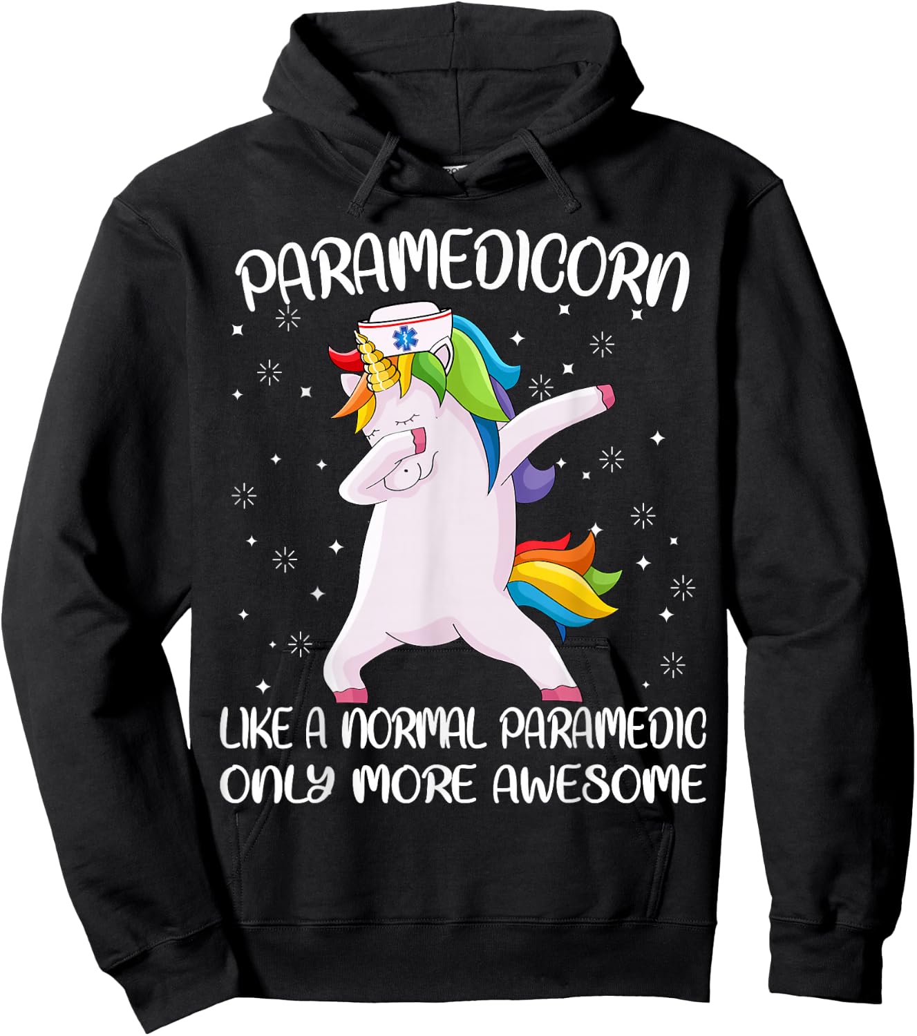 Funny EMS EMT Clothing and Gifts by Medics Paramedicorn Like A Paramedic Only Awesome Dabbing Unicorn Hoodie - Hoodie | Black