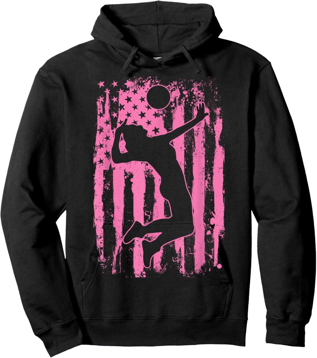 Volleyball Girl USA Flag Volleyball Player Hoodie - Hoodie | Black
