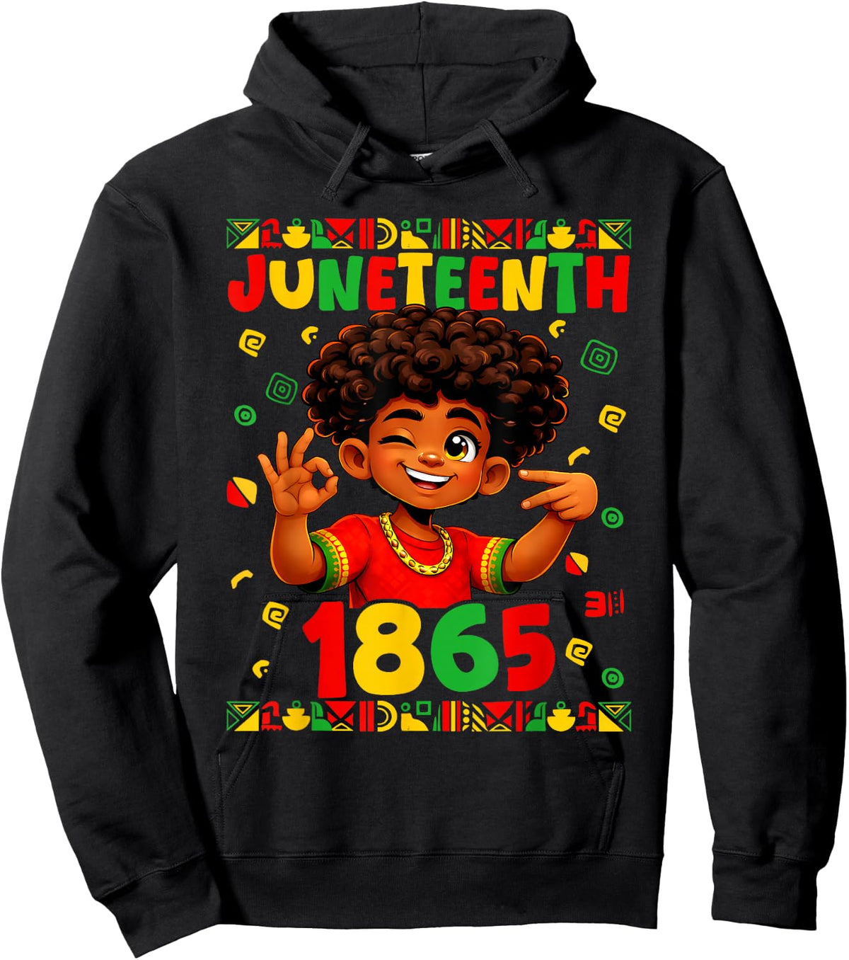 Juneteenth Celebrating 1865 Melanin Brown Skin Boys Kid Teen Hoodie - Hoodie | Black