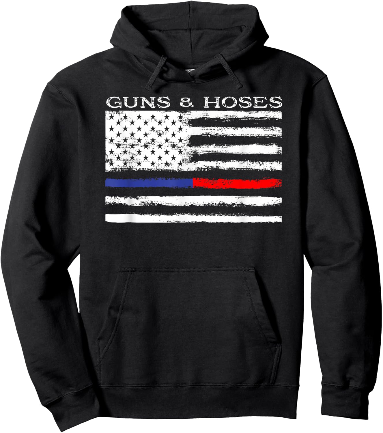 Guns & Hoses Thin Blue Red Line Police & Fire Appreciation Hoodie - Hoodie | Black
