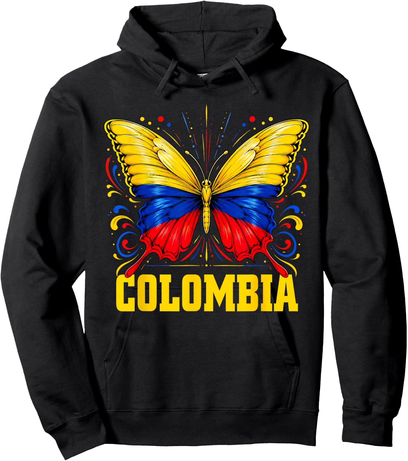 Vintage Colombia Butterfly Colombian Flag Pride Roots Women Hoodie - Hoodie | Black