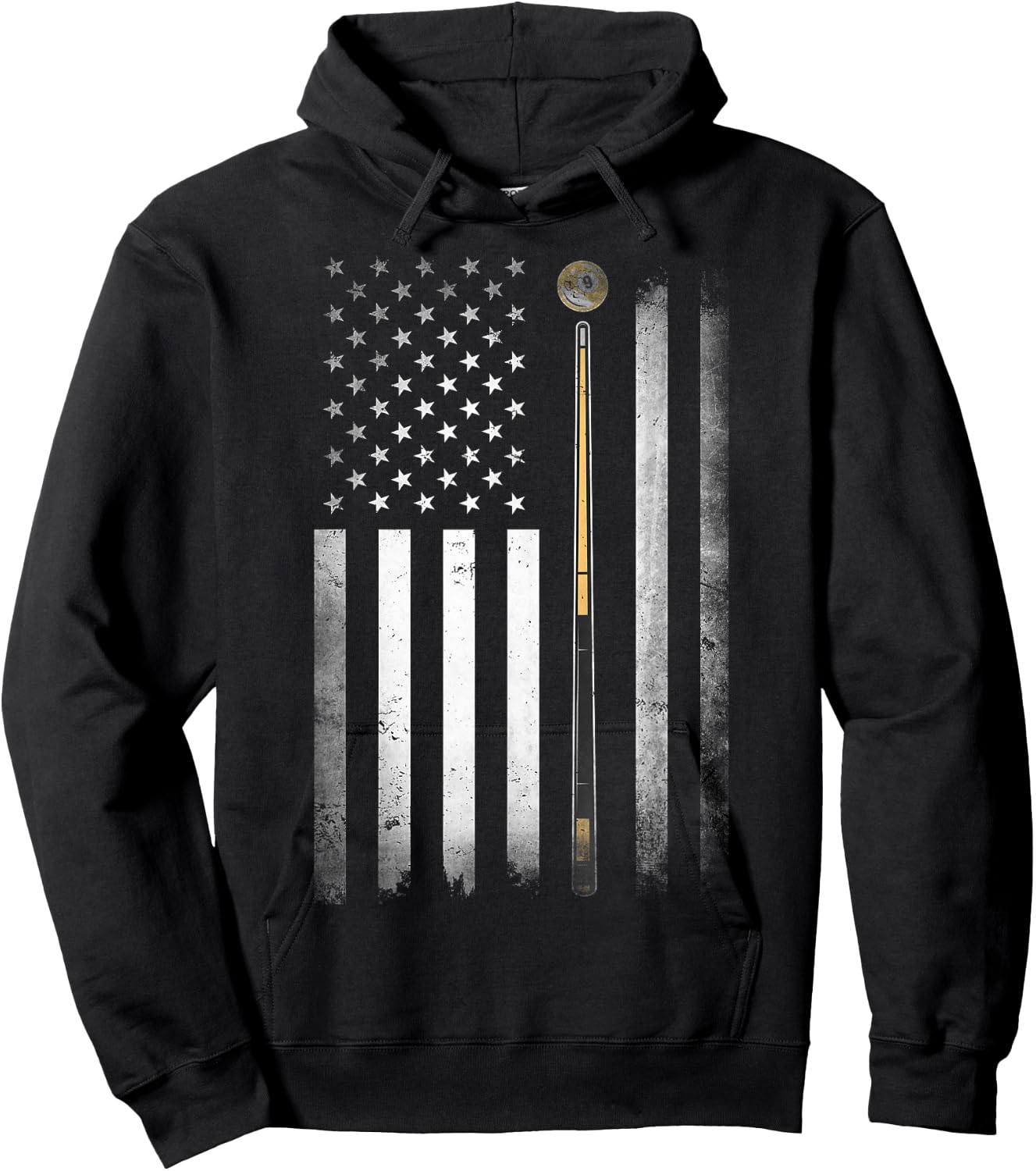 Billiards Pool Player Table USA US American Flag Hoodie - Hoodie | Black