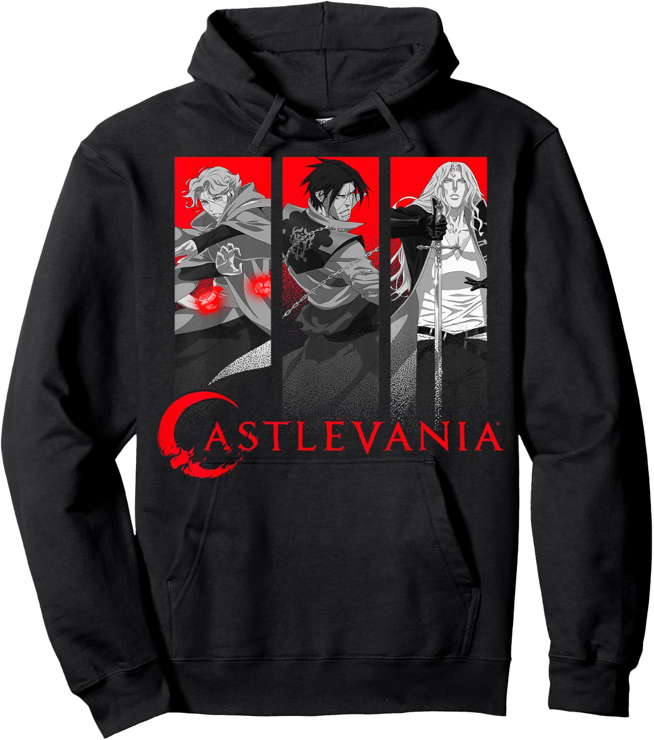 Castlevania Netflix , Men's Black Short Sleeve Classic Fit , Anime Themed Applique , Size Small Hoodie - Hoodie | Black