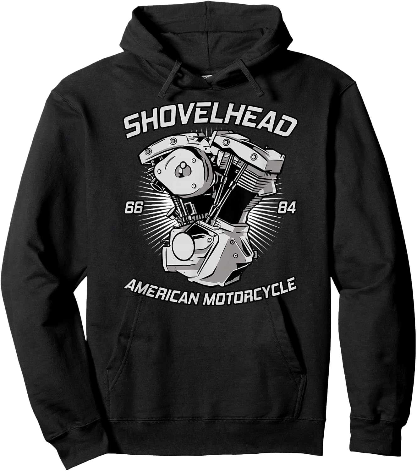 Vintage HD Motorcycle VTwin ShovelHead Engine Drawing Biker Hoodie - Hoodie | Black
