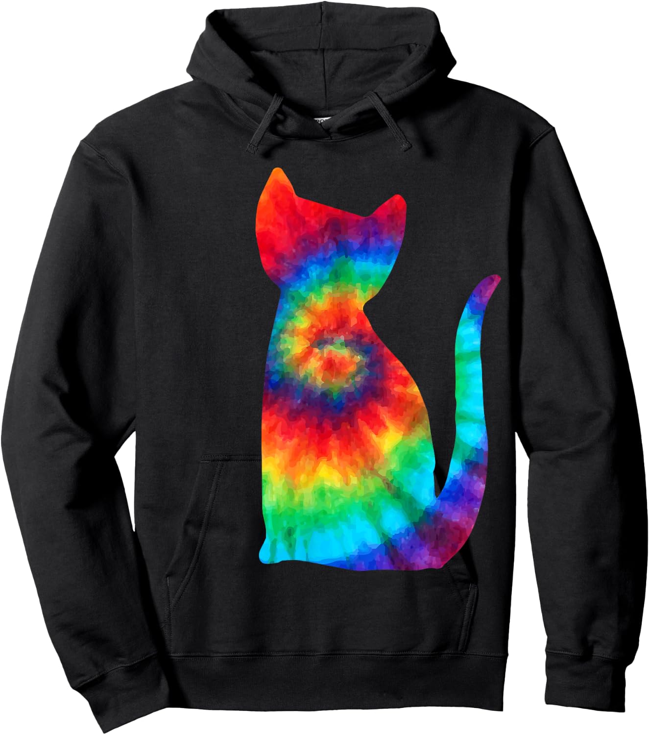 Tie Dye Cat Shirt | Colorful Tye Dye Kitten Hoodie - Hoodie | Black