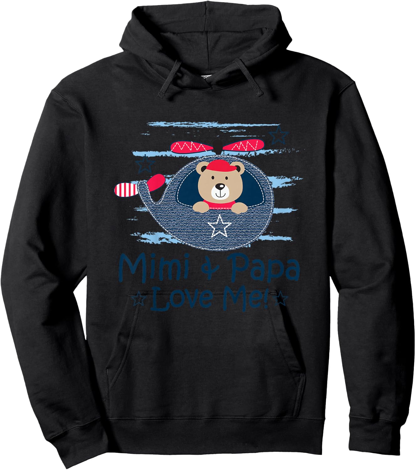 Kids Mimi and Papa Love Me Grandson Hoodie - Hoodie | Black