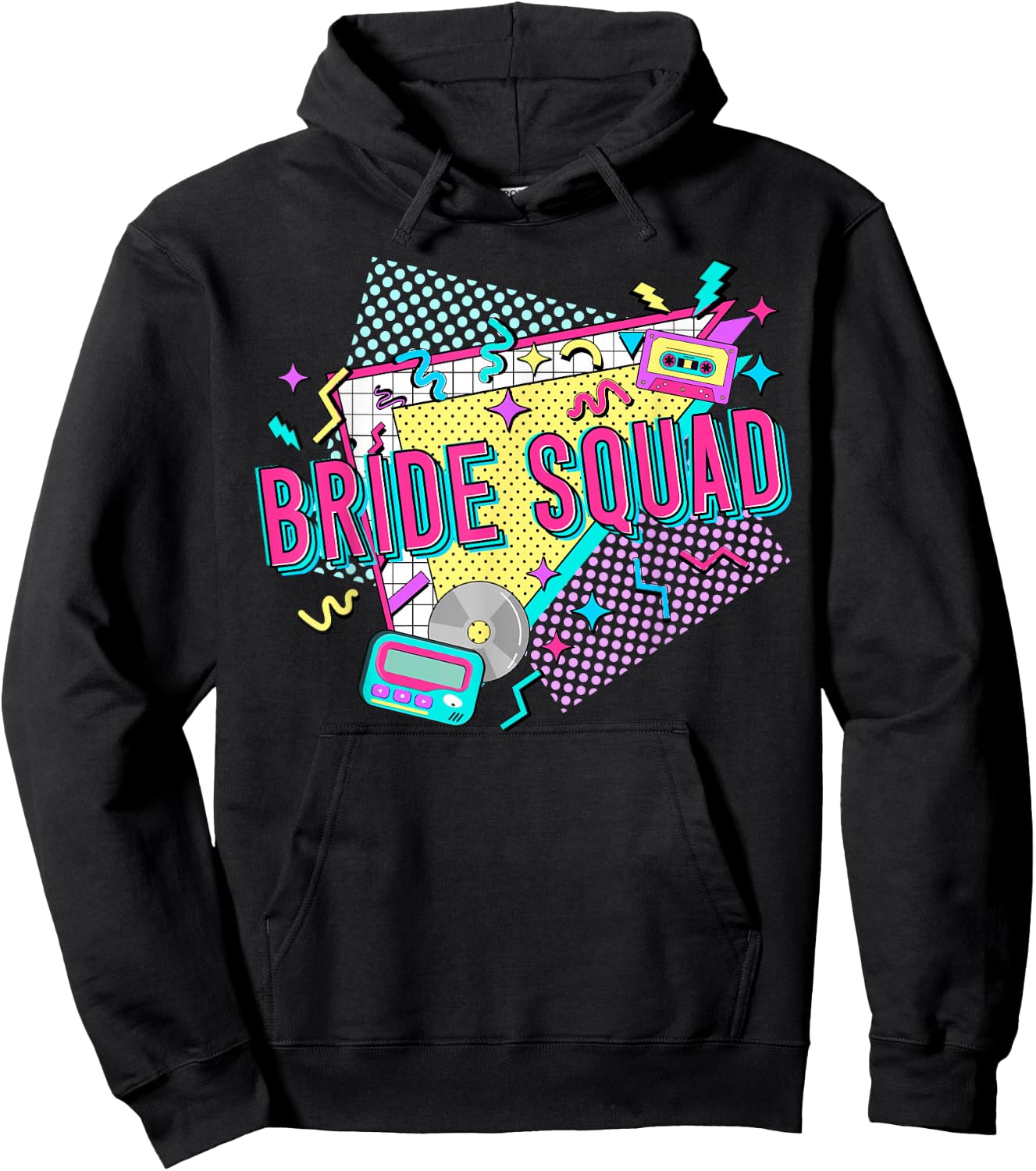 Retro Bride Crew of the 90s Bachelorette 90s Bride Squad Hoodie - Hoodie | Black
