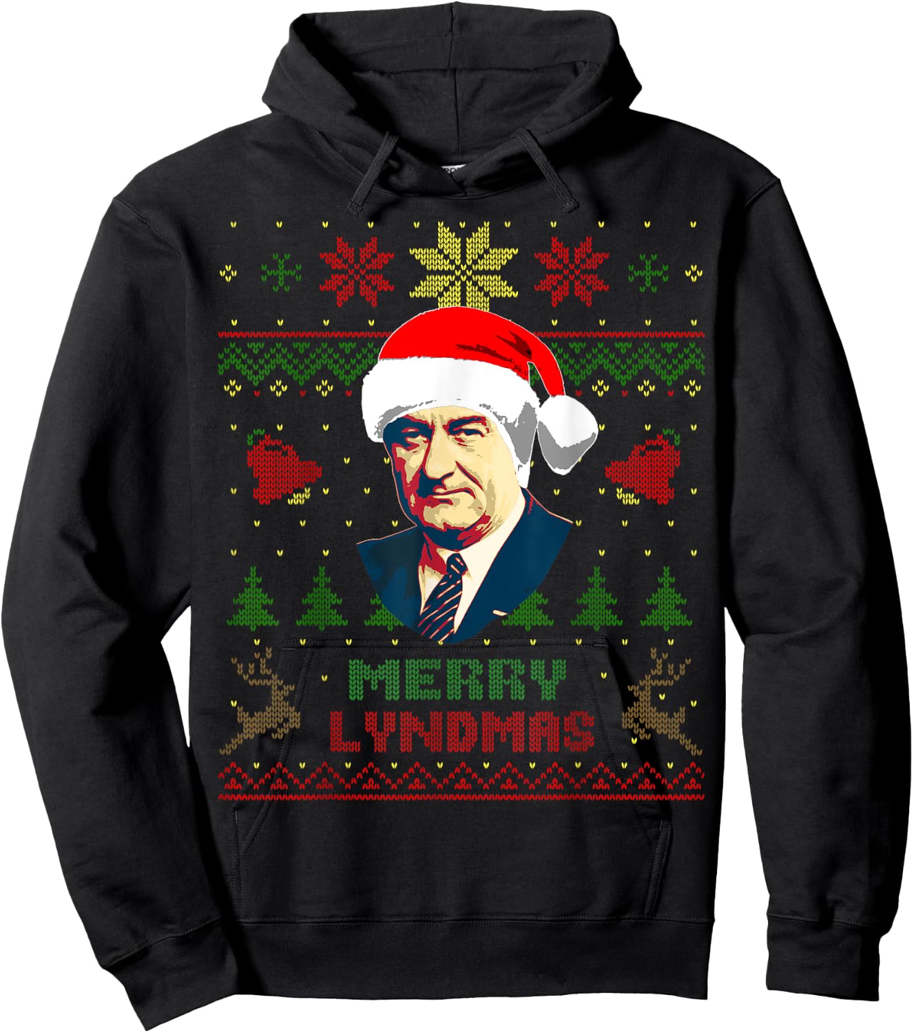 Lyndon B. Johnson President Funny Christmas Hoodie - Hoodie | Black