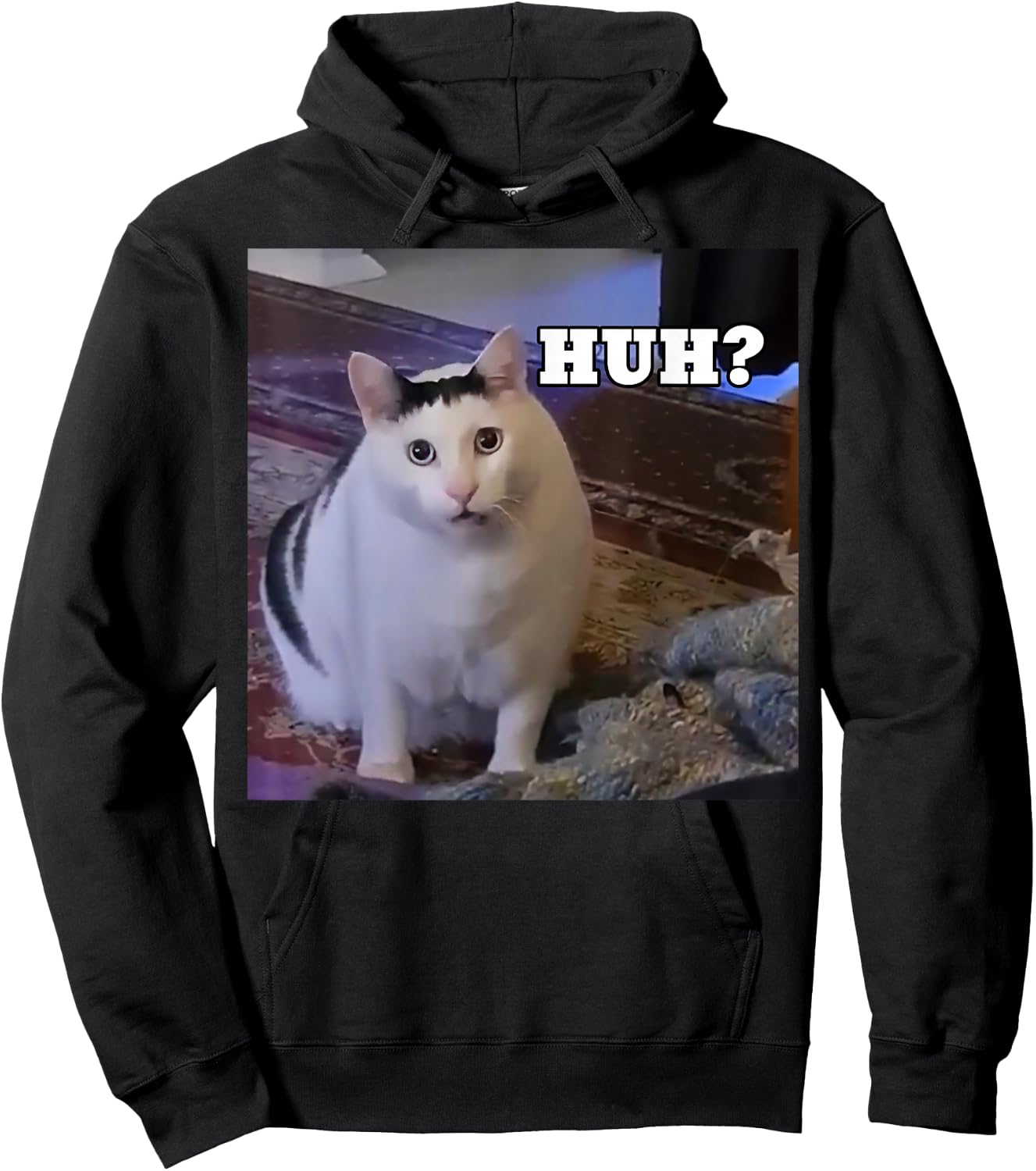 Meme Huh Cat Hoodie - Hoodie | Black