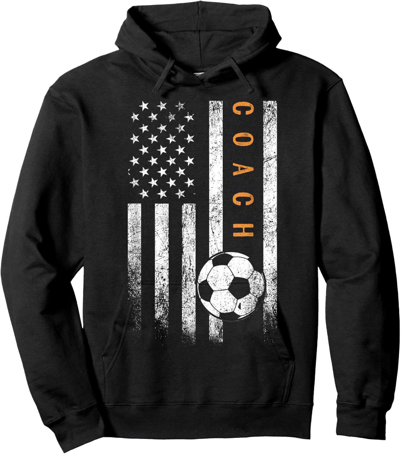 Soccer Coach American Flag Design Soccer Trainer Coaching Hoodie - Hoodie | Black