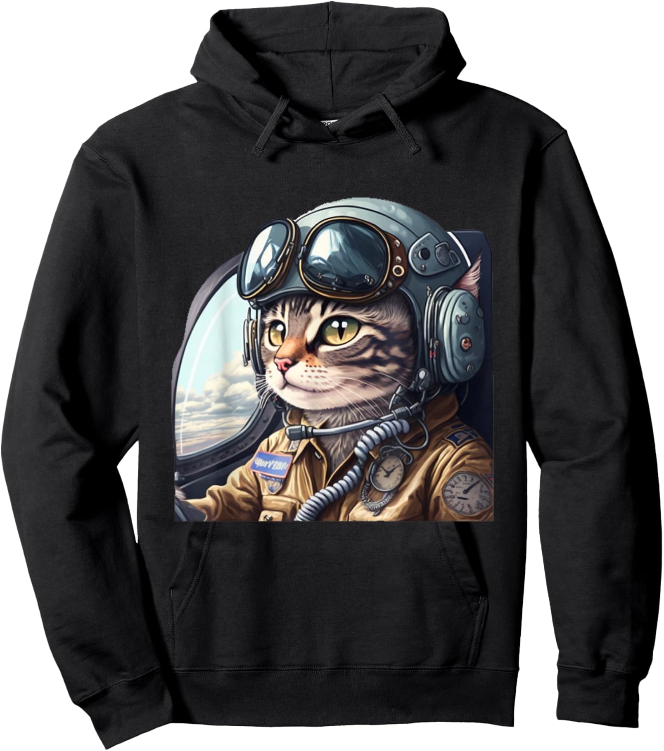 Cat Pilot Hoodie - Hoodie | Black