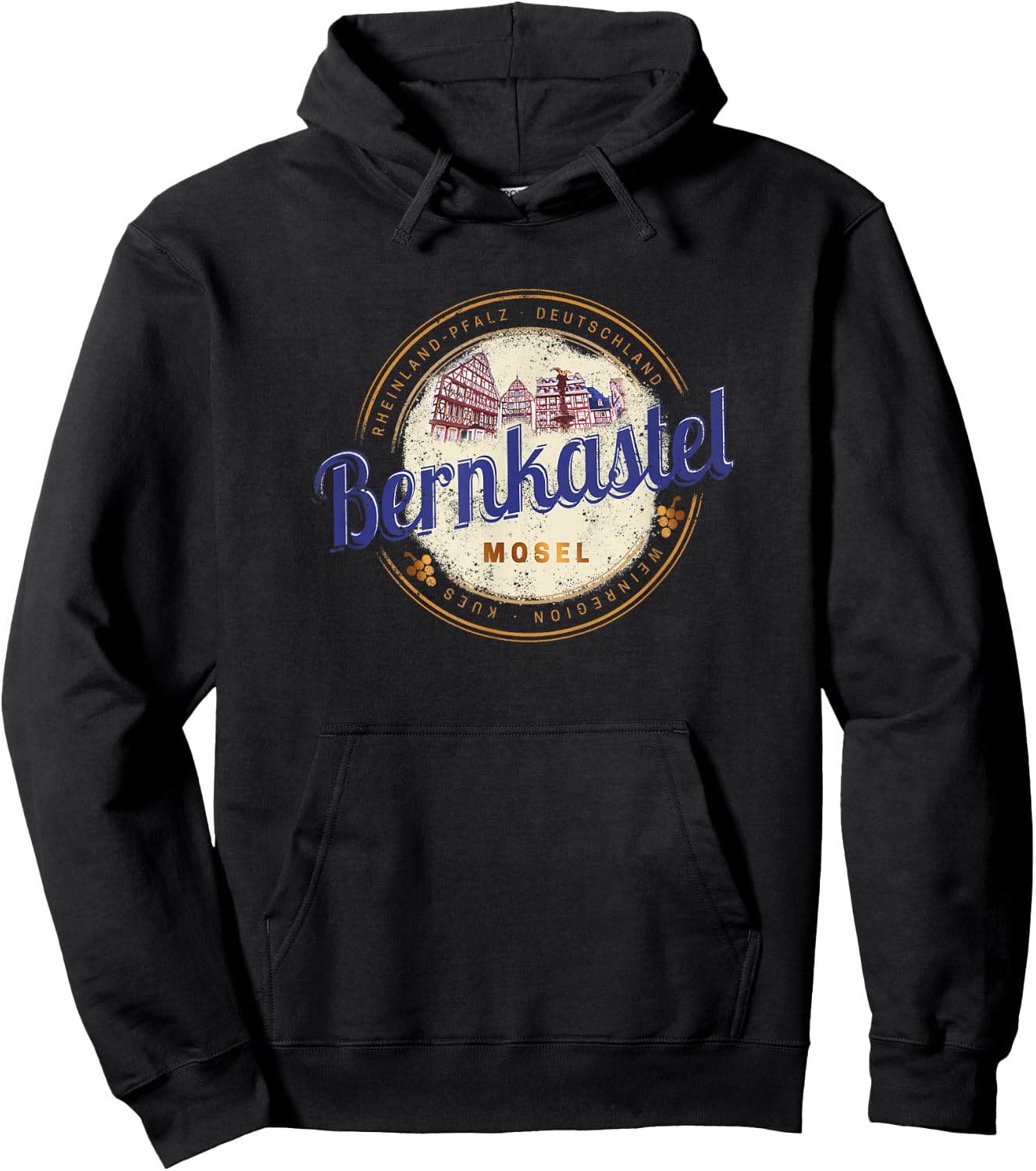 Bernkastel Kues Vintage Moselle Rhineland-Palatinate Germany Hoodie - Hoodie | Black
