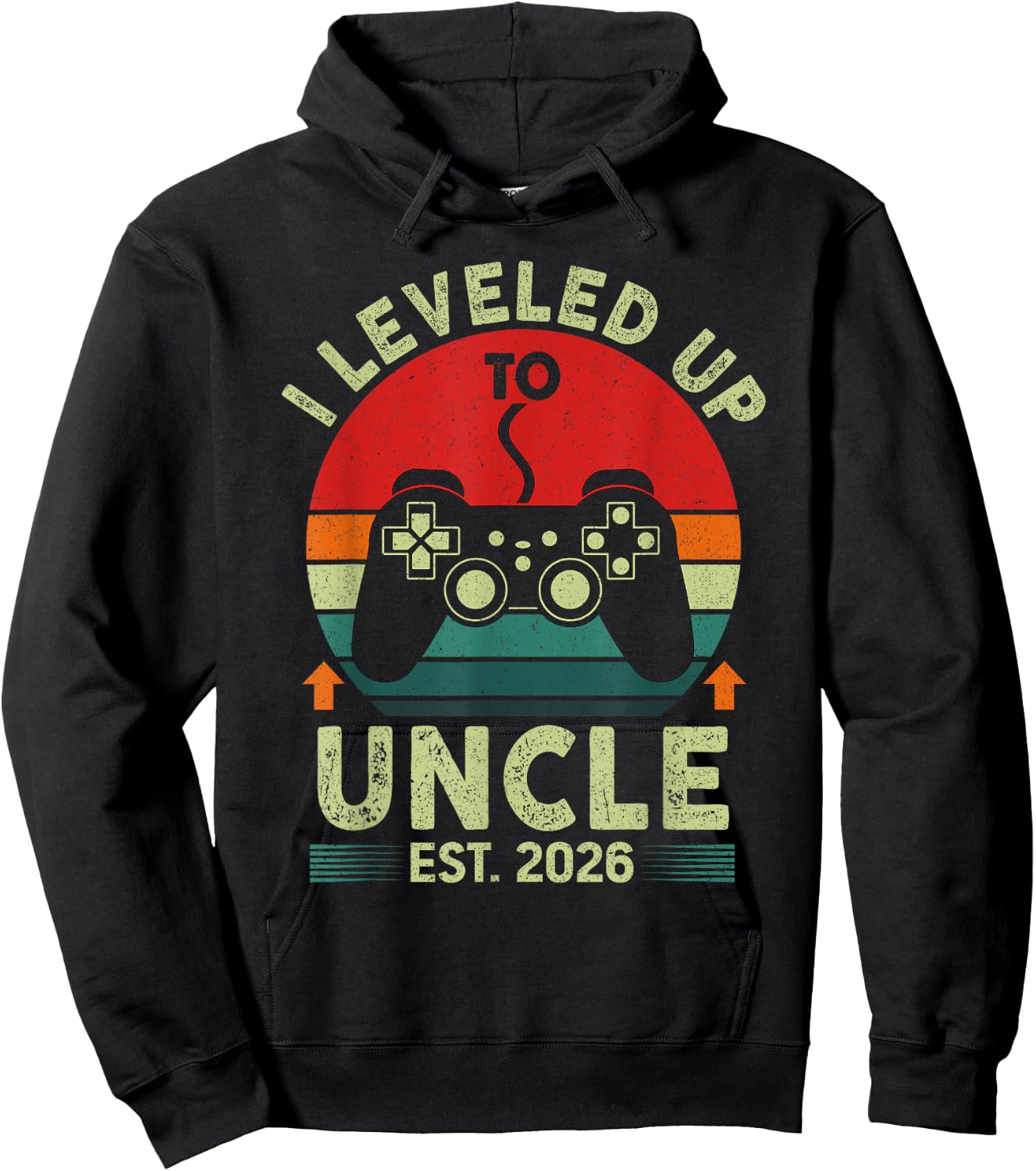 Promoted to Uncle 2026 Leveled Up to Uncle Est 2026 Gaming Hoodie - Hoodie | Black