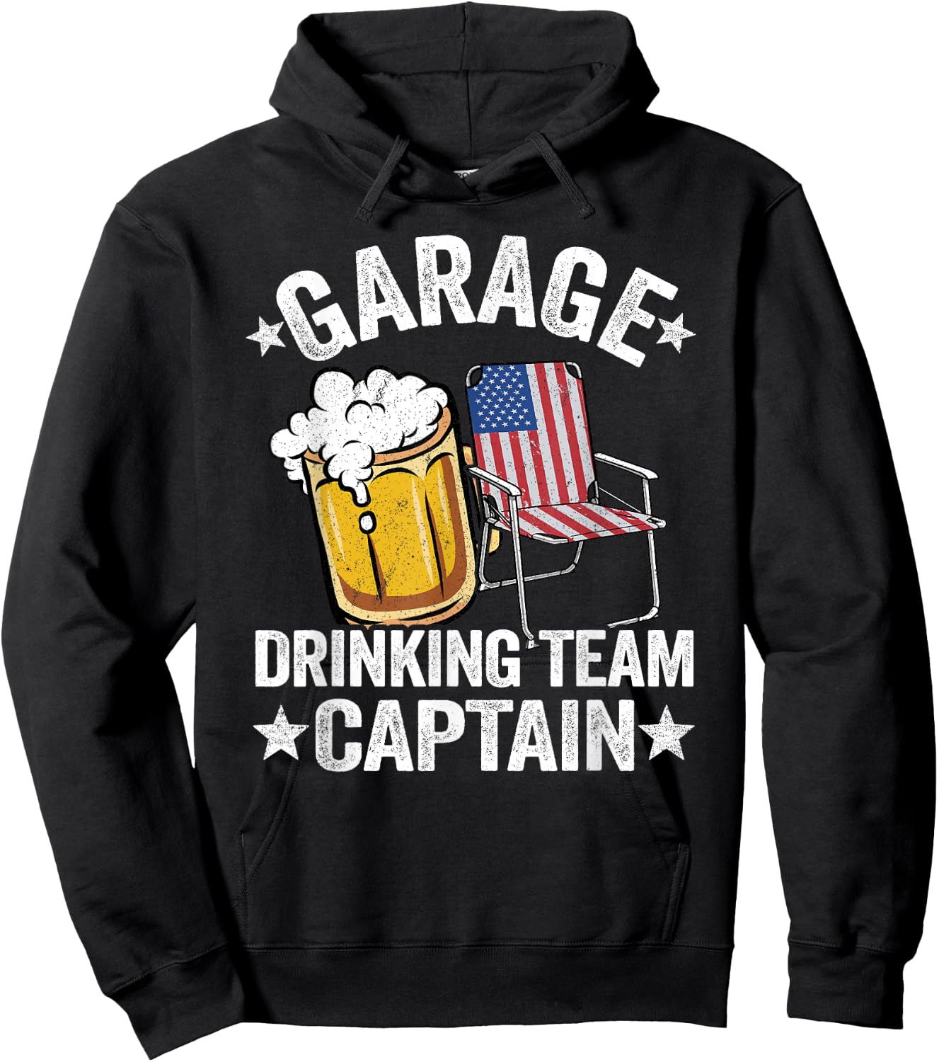 4th Of July Beer American Flag Garage Drinking Team Captain Men Hoodie - Hoodie | Black