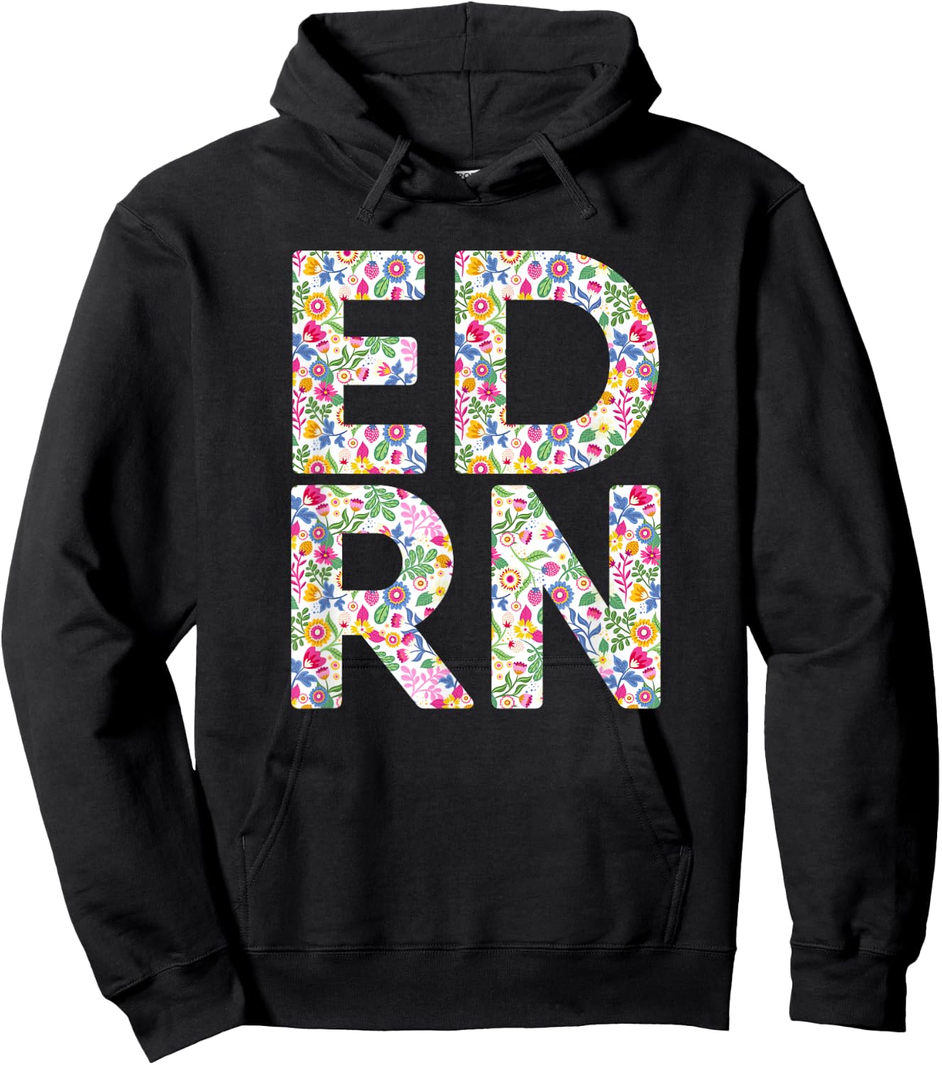 ED RN Nursing Healthcare Work Emergency Room Flower Funny Hoodie - Hoodie | Black