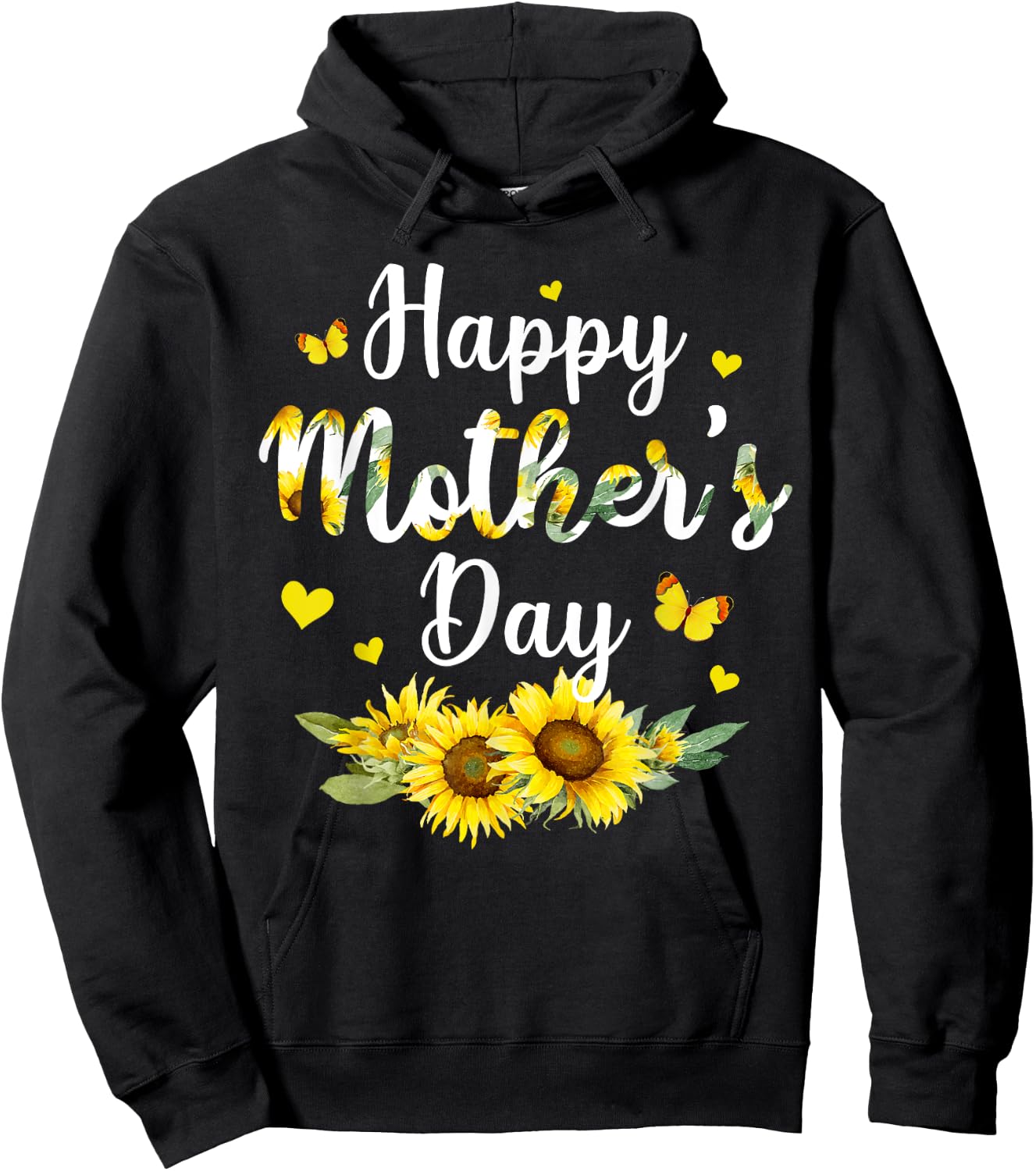Happy Mother's Day With Cute Sunflower Mothers Day Women Hoodie - Hoodie | Black