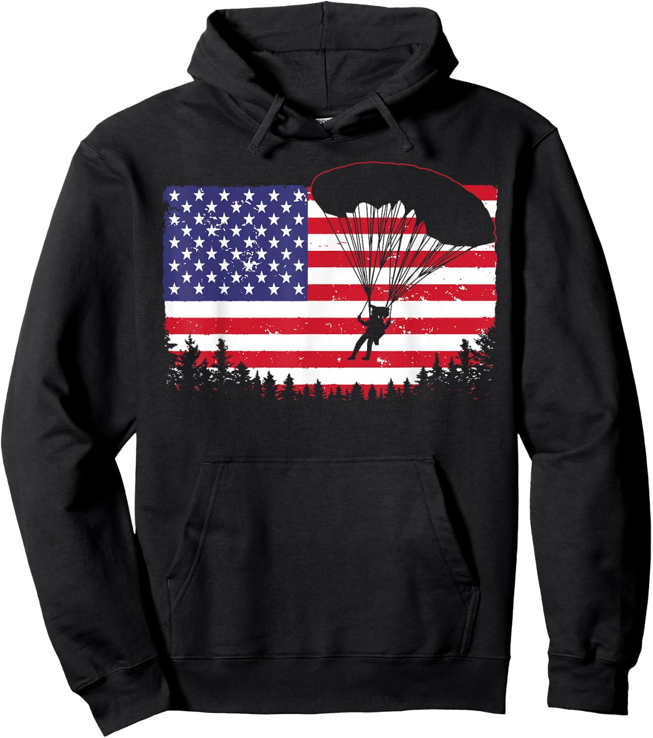 Cool Skydiving Art Men Women Skydiver American Flag Skydive Hoodie - Hoodie | Black