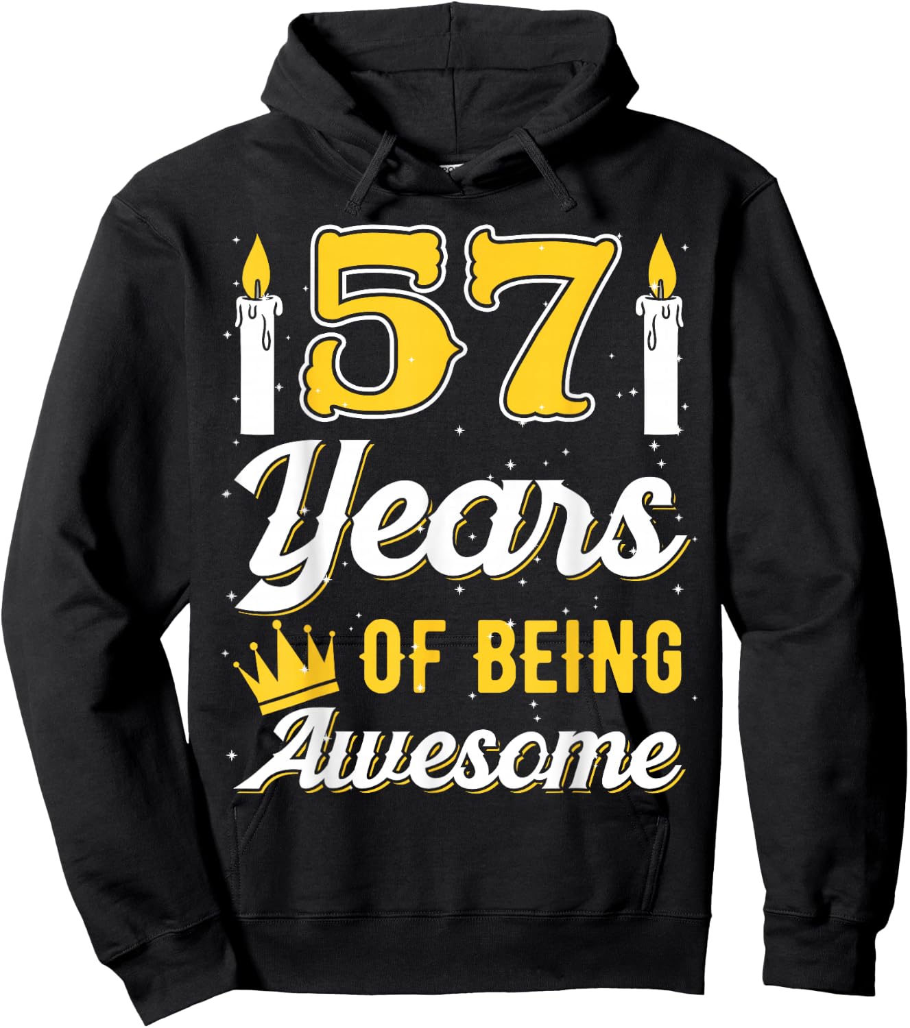 Candle 57 Birthday Party Wishes Candlelight Cake Decoration Hoodie - Hoodie | Black