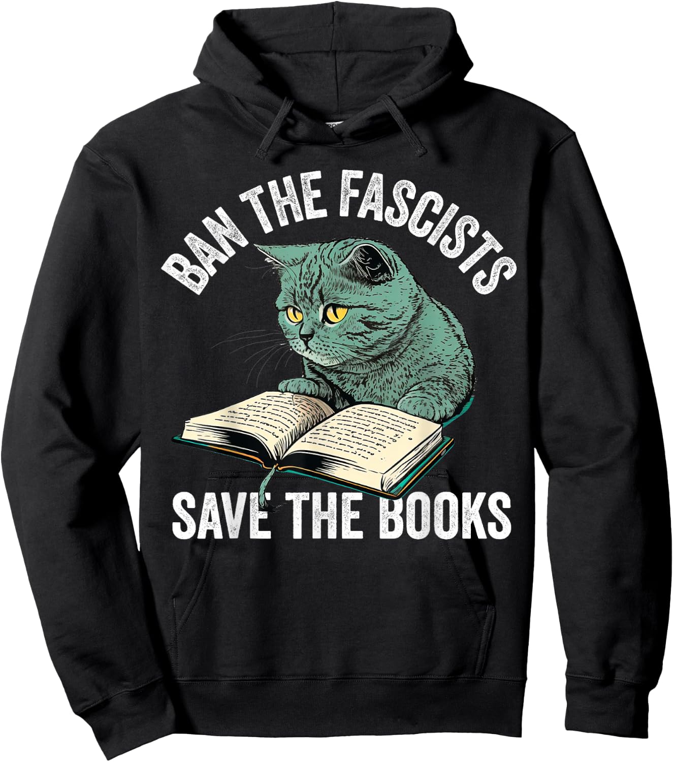 Ban The Fascists Save The Books Funny Book Lover Worm Nerd Hoodie - Hoodie | Black