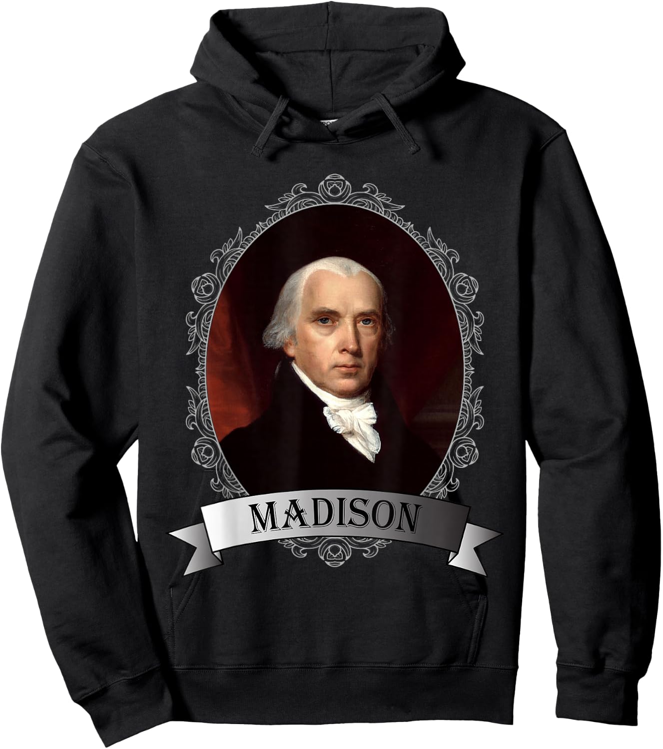 President James Madison Portrait Hoodie - Hoodie | Black