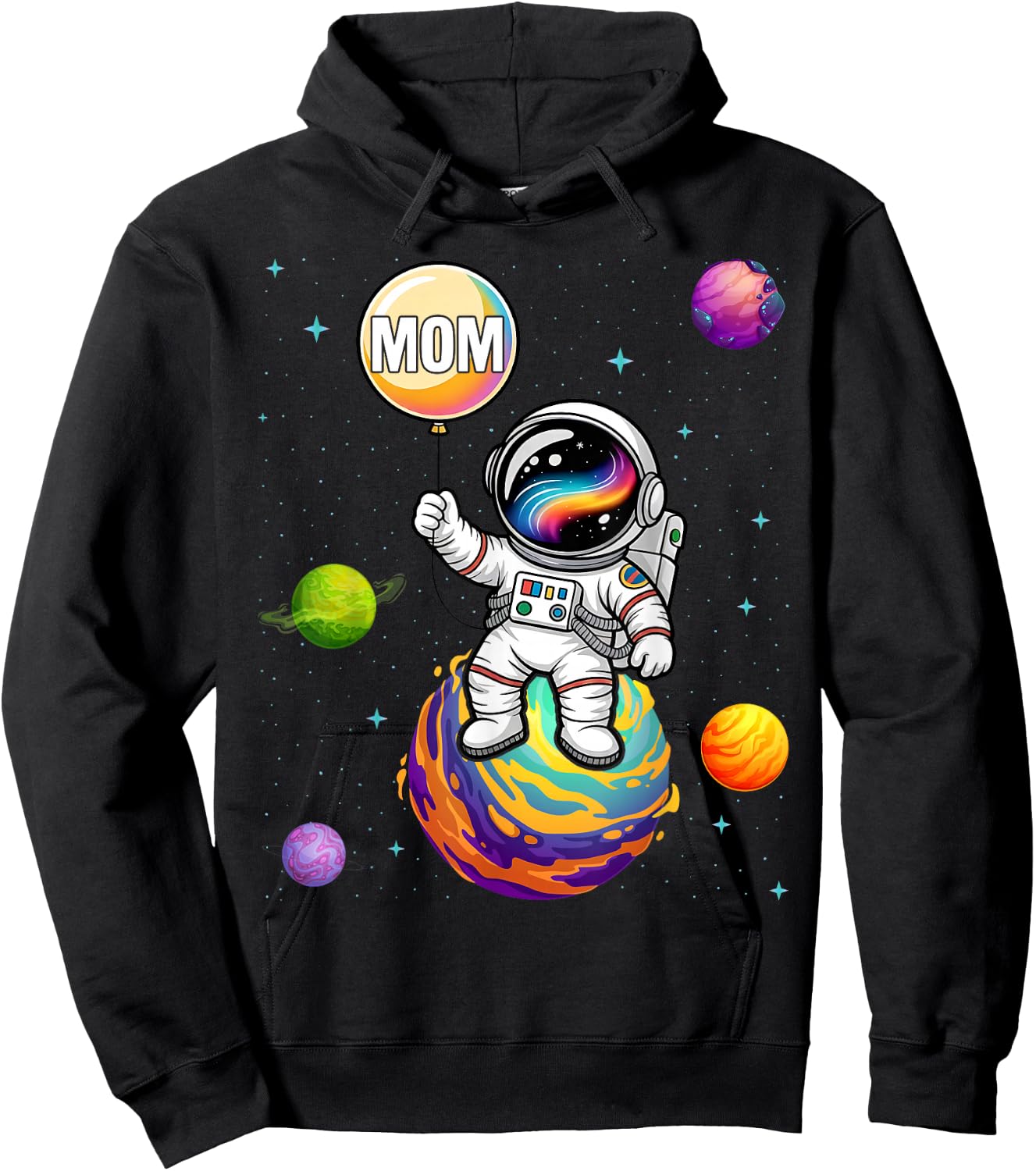 Mom of The Boy Space Astronaut 1st Birthday Family Hoodie - Hoodie | Black