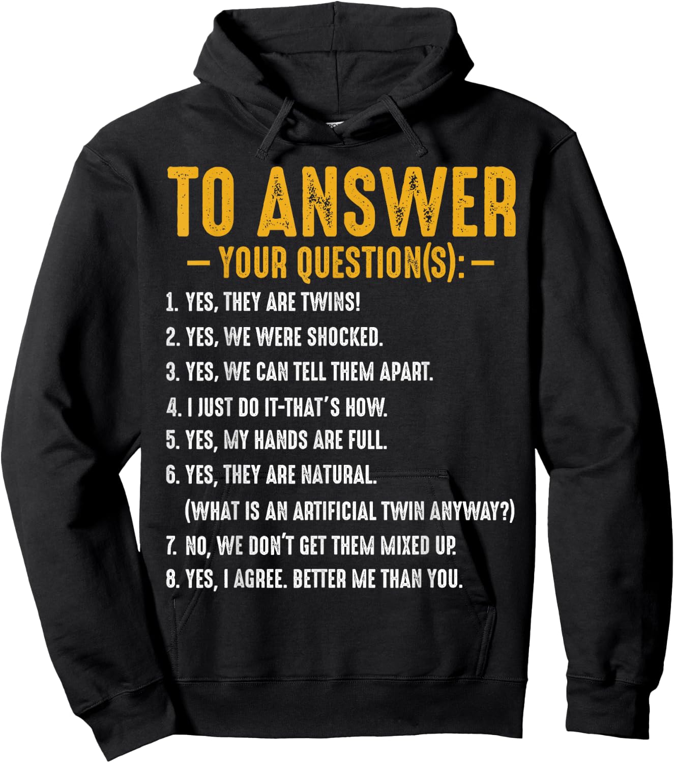 Yes They Are Twins Questions Twins Parents Family Funny Hoodie - Hoodie | Black