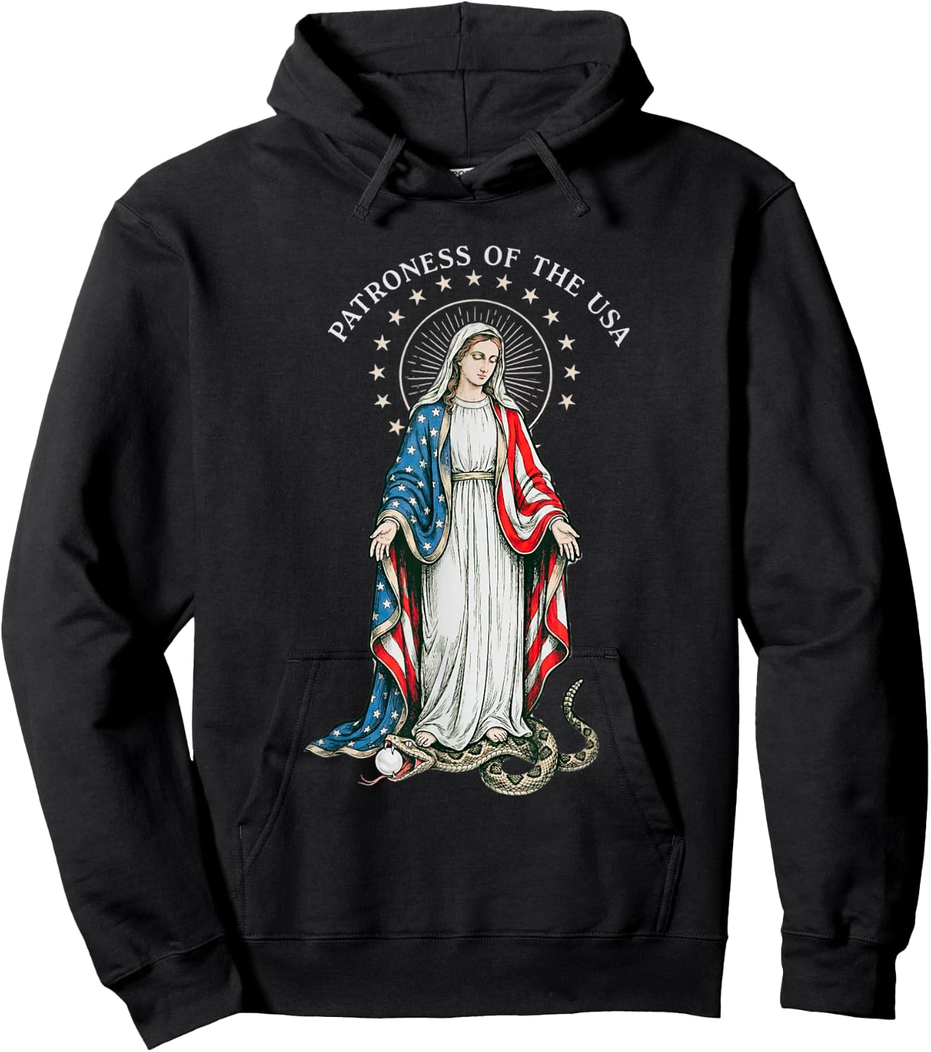 Patroness of The USA Blessed Virgin Mary Catholic Art Design Hoodie - Hoodie | Black