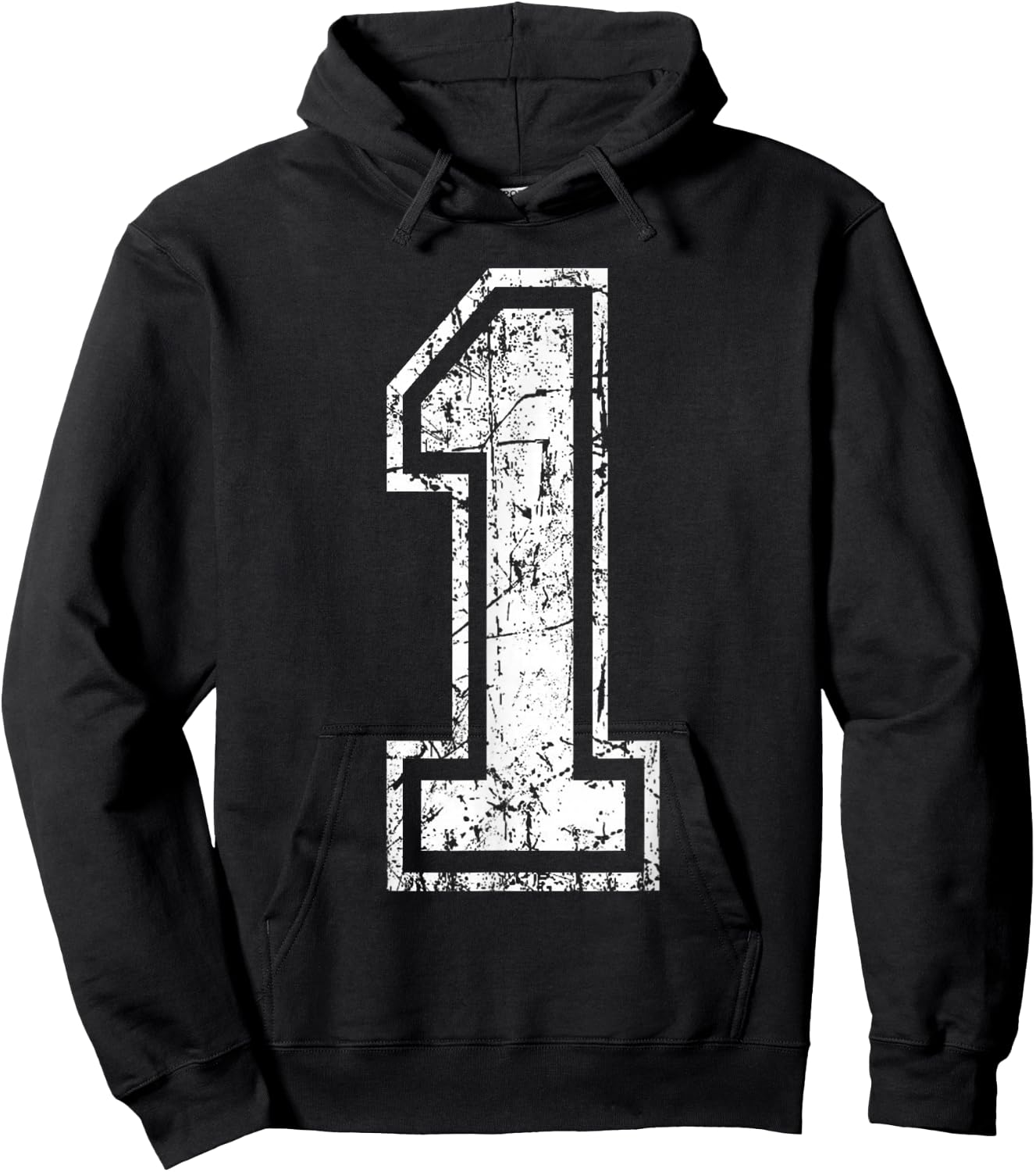 Sports Jersey Grunge Number 1 Team Player Birthday Gift Hoodie - Hoodie | Black