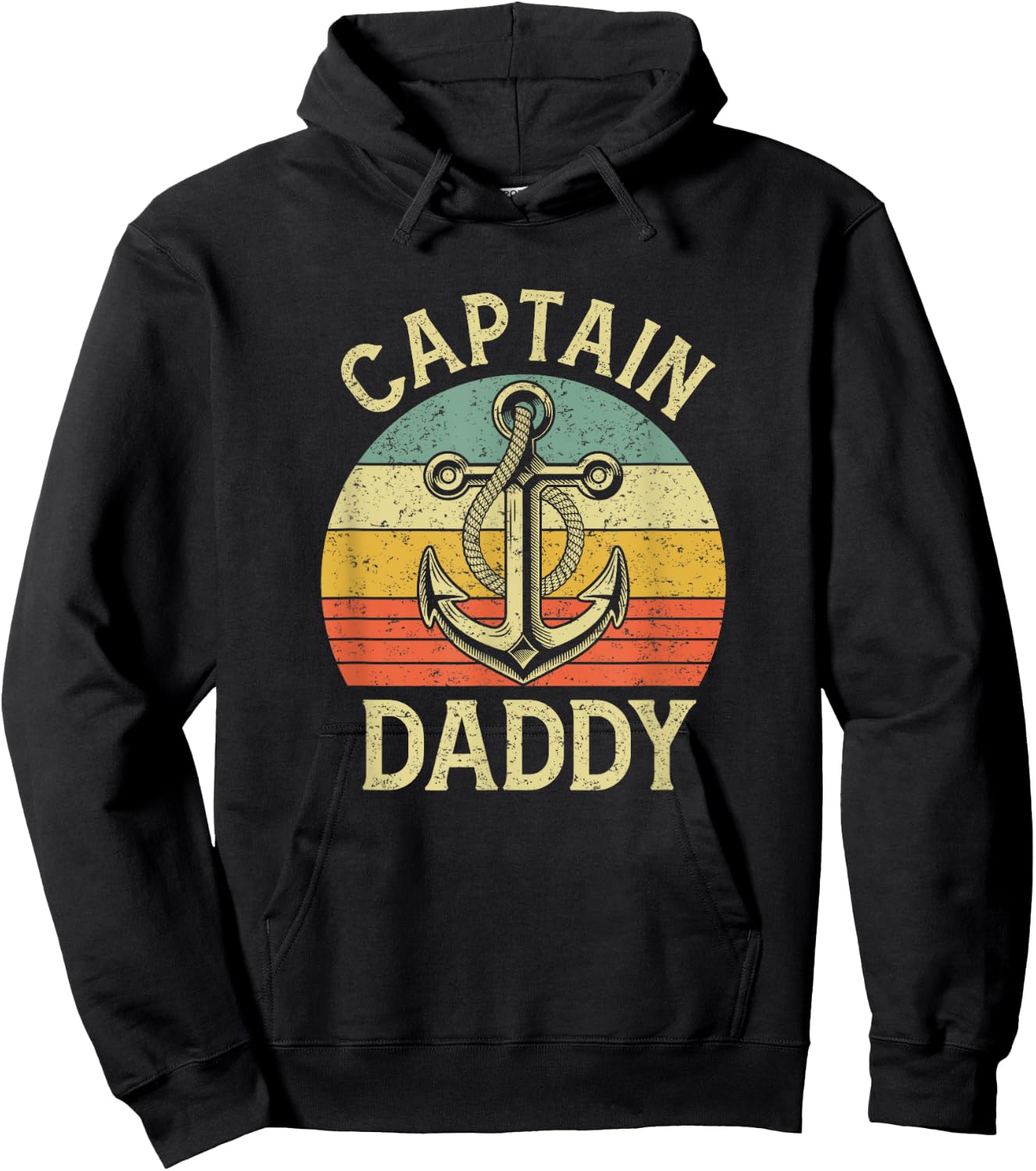Vintage Captain Daddy Boat Pontoon Dad Fishing Sailor Anchor Hoodie - Hoodie | Black