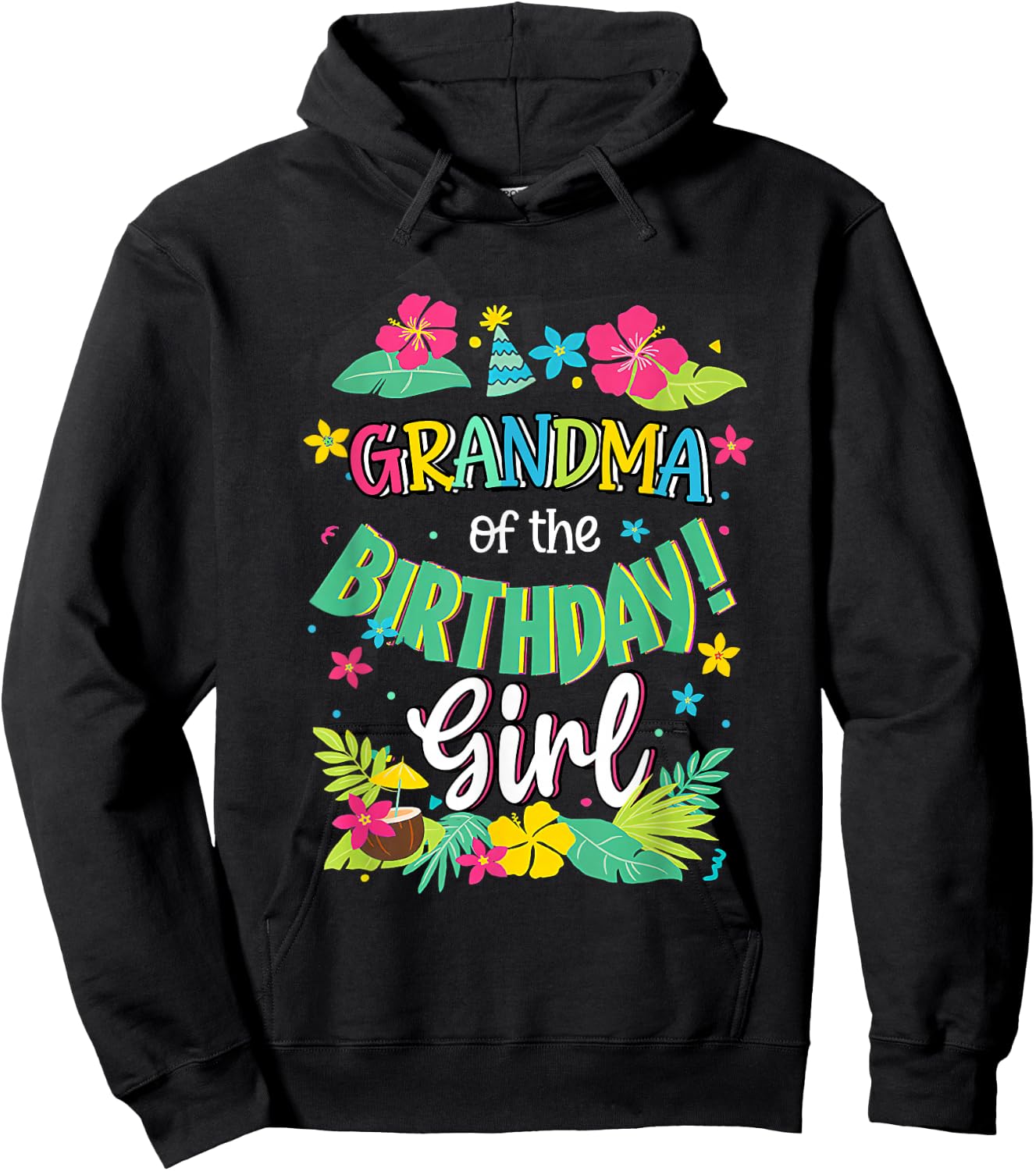 Grandma of the Birthday Girl shirt Aloha Hawaii Party 1st Hoodie - Hoodie | Black
