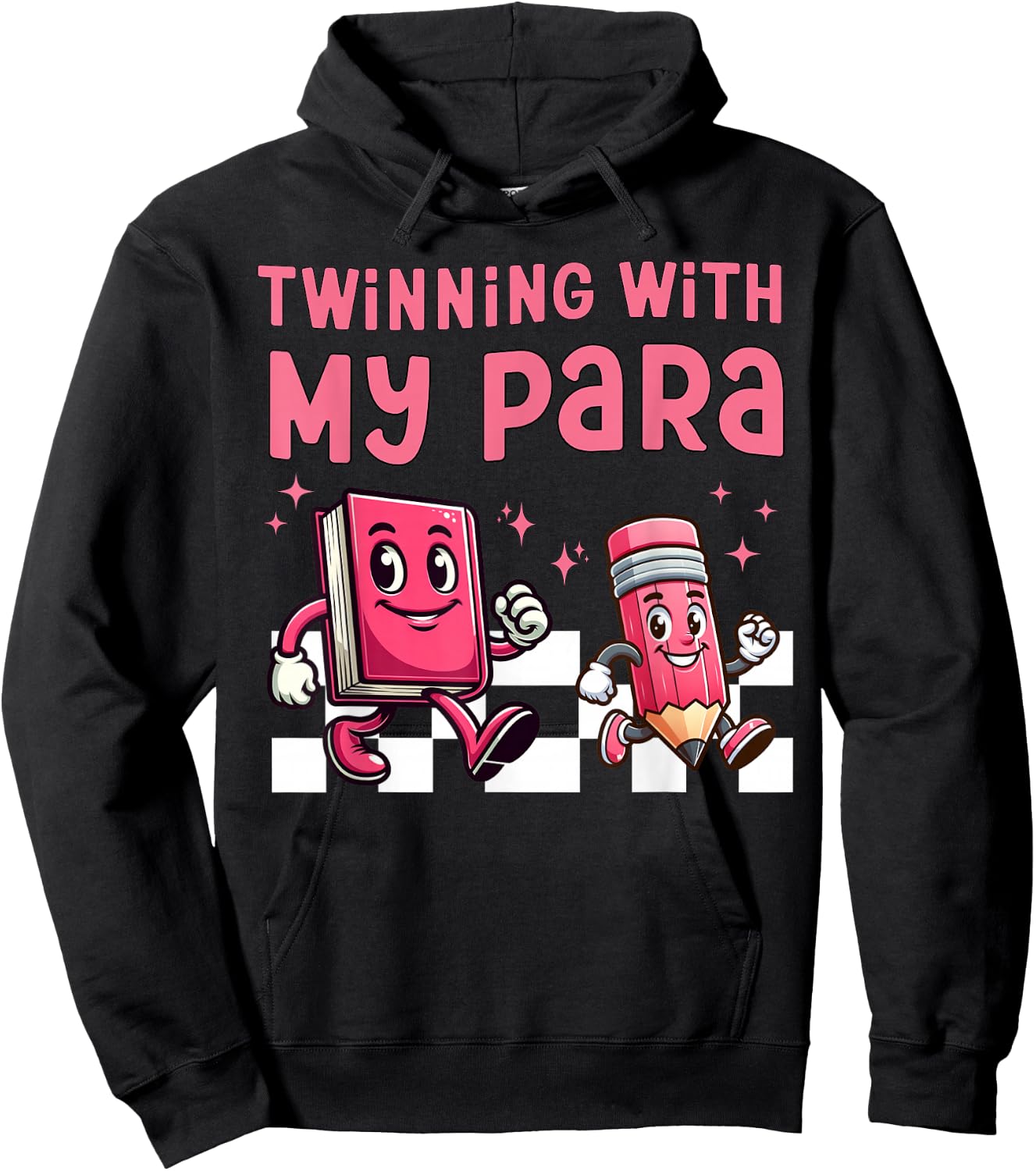 Twinning With My Para Teacher Matching Paraprofessional 70s Hoodie - Hoodie | Black