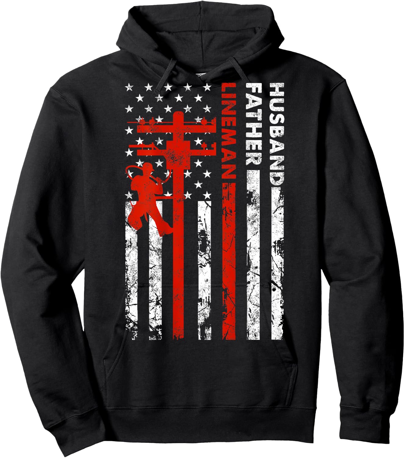 Electric Cable Lineman Husband Father Dad Fathers Day gift Hoodie - Hoodie | Black