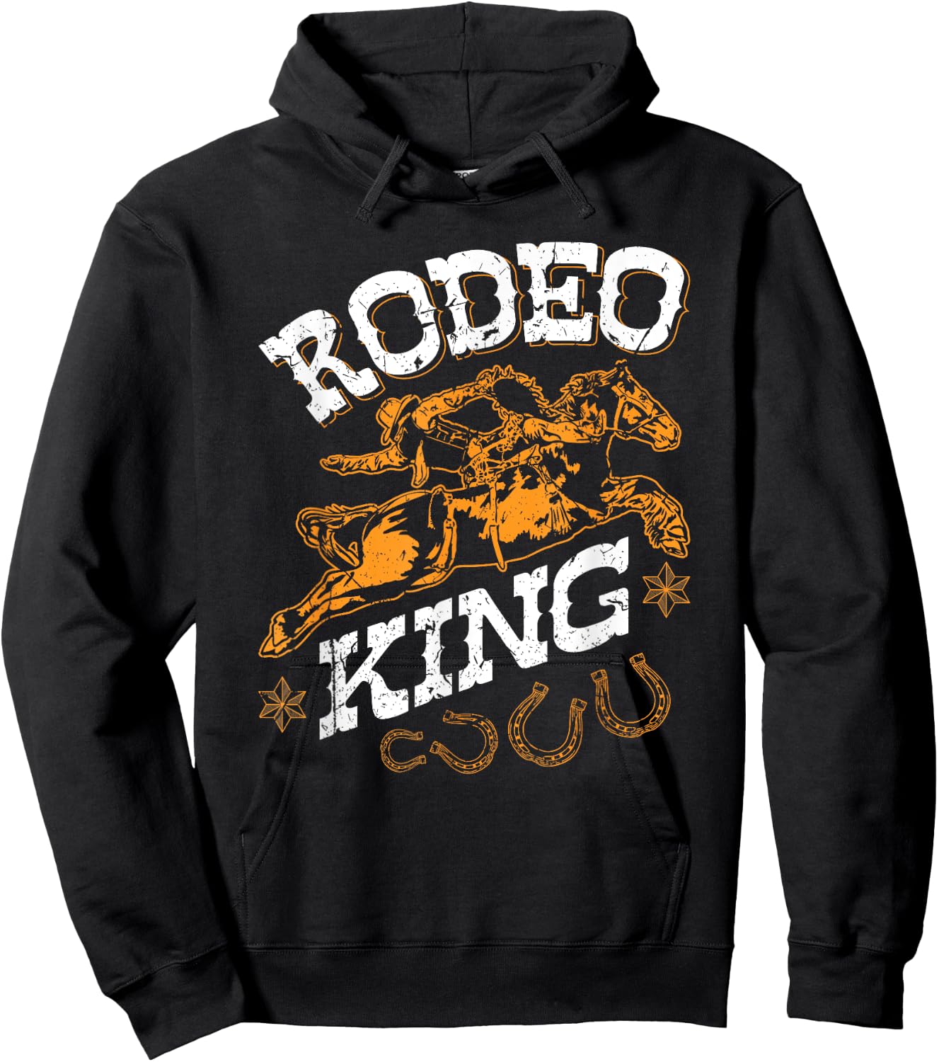 Rodeo King, Vintage Bronc Riding Bucking Horse Rodeo Western Hoodie - Hoodie | Black