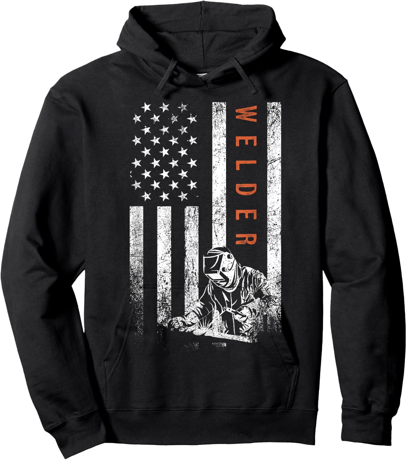 Welder American Flag Design Welding Hoodie - Hoodie | Black