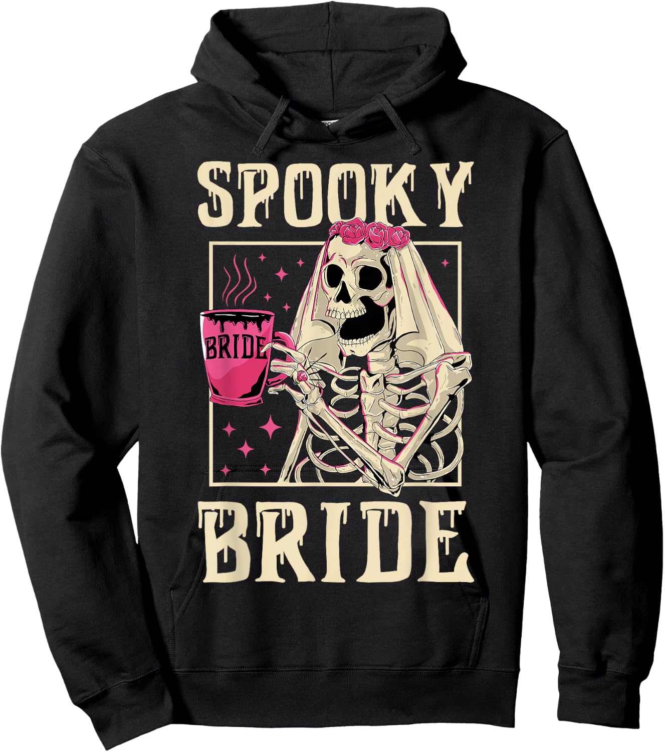 Skeleton Spooky Bride Wedding Bachelorette Halloween Party Hoodie - Hoodie | Black