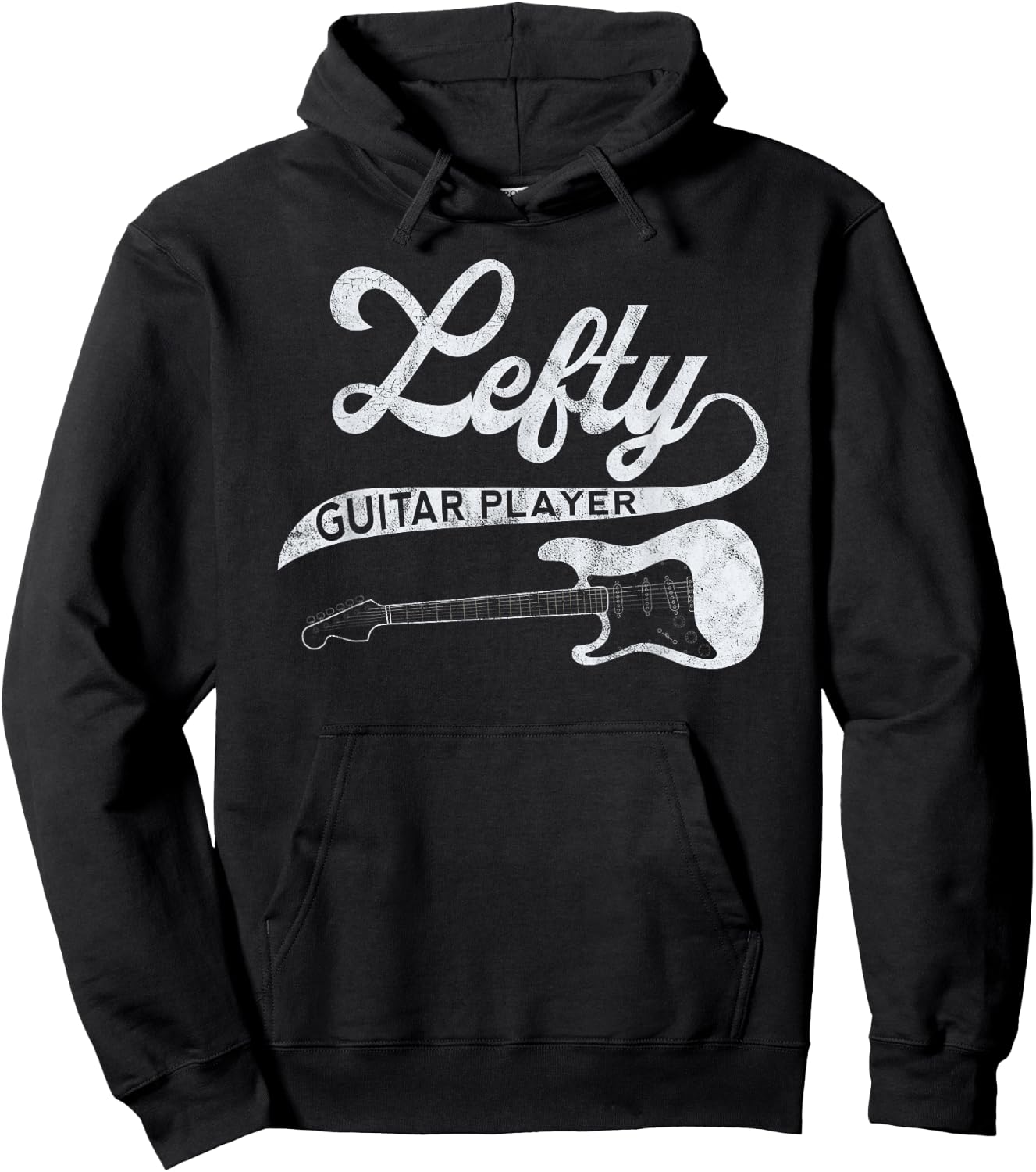 Left Handed Guitarist Lefty Guitar Player Retro Band Member Hoodie - Hoodie | Black