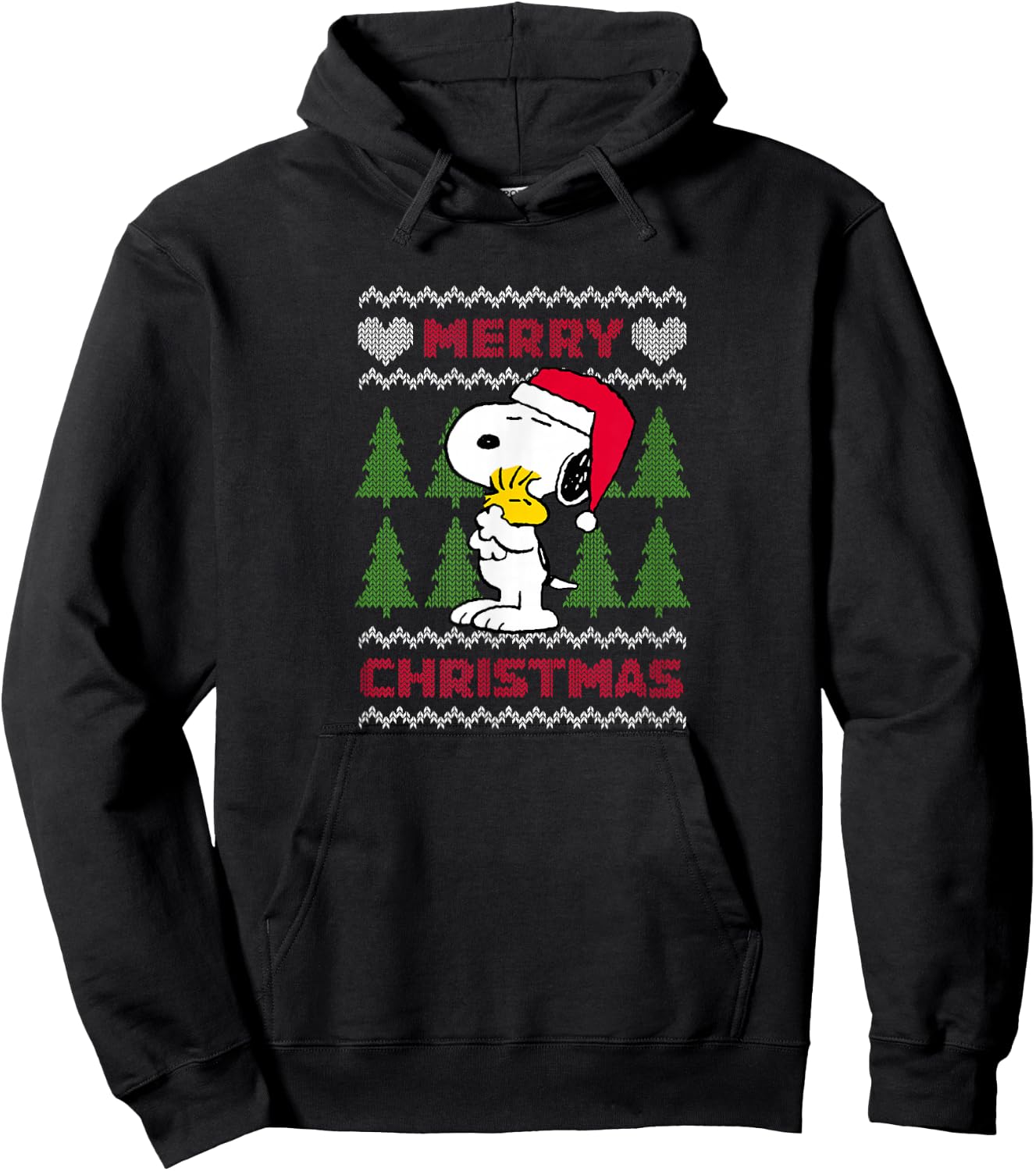 Peanuts - Christmas Snoopy Sweater Hoodie - Hoodie | Black