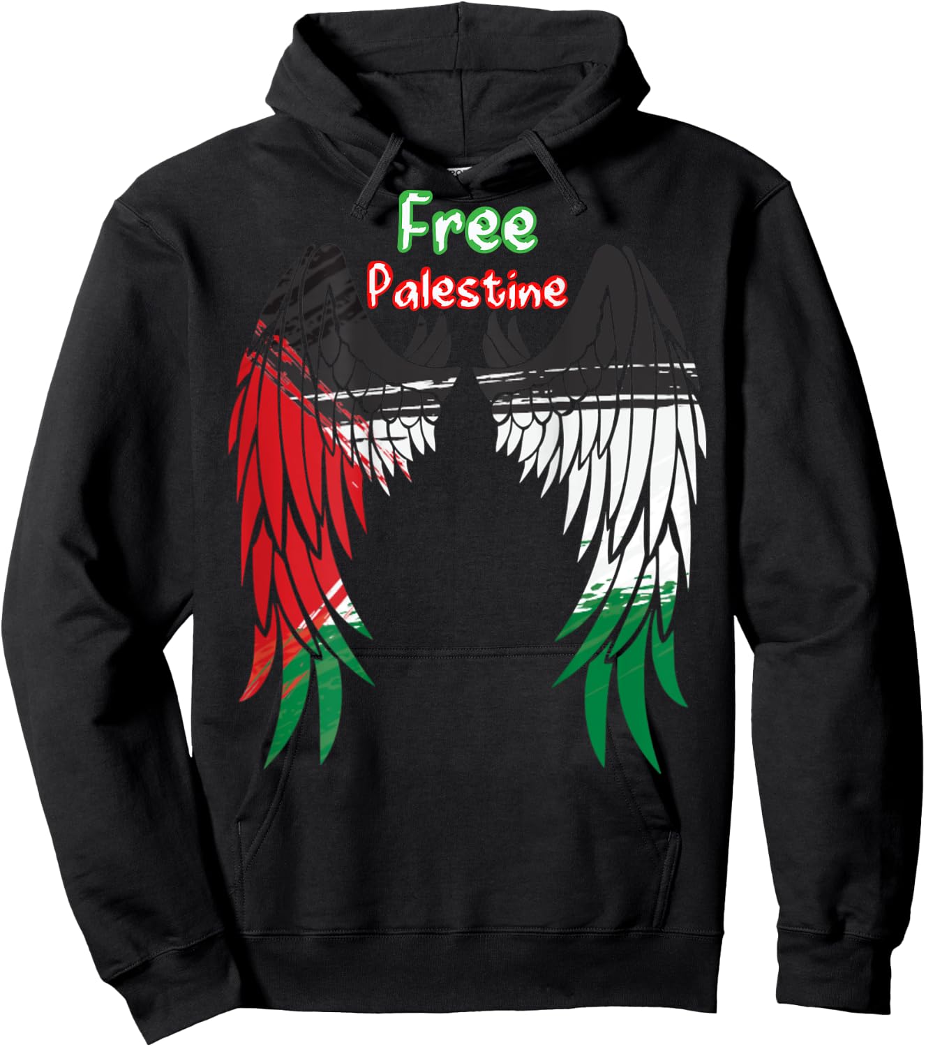 Palestine Flag Dad On Back Side Palestinian Angel Kids Wings Hoodie - Hoodie | Black