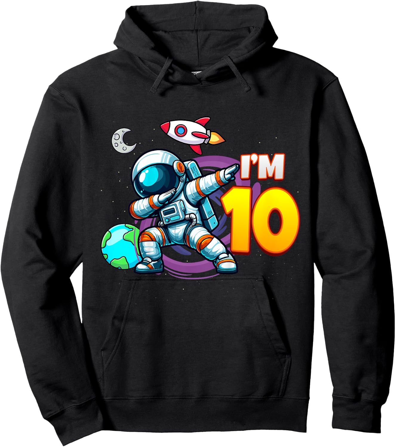 Kids I'm 10 For 10 Year Old Boy Space Astronaut 10th Birthday Hoodie - Hoodie | Black