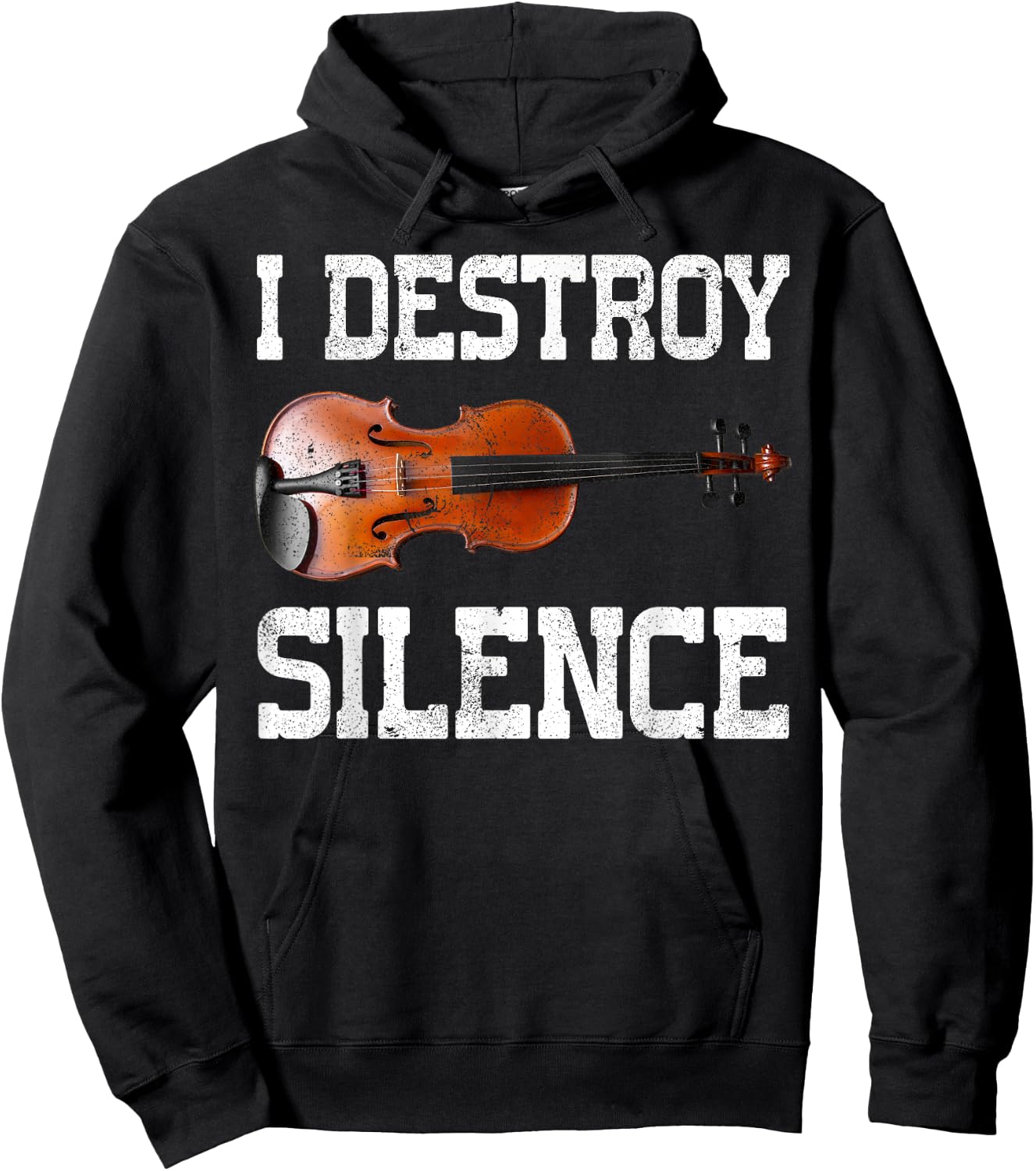 Funny I Destroy Silence Violin Hoodie - Hoodie | Black
