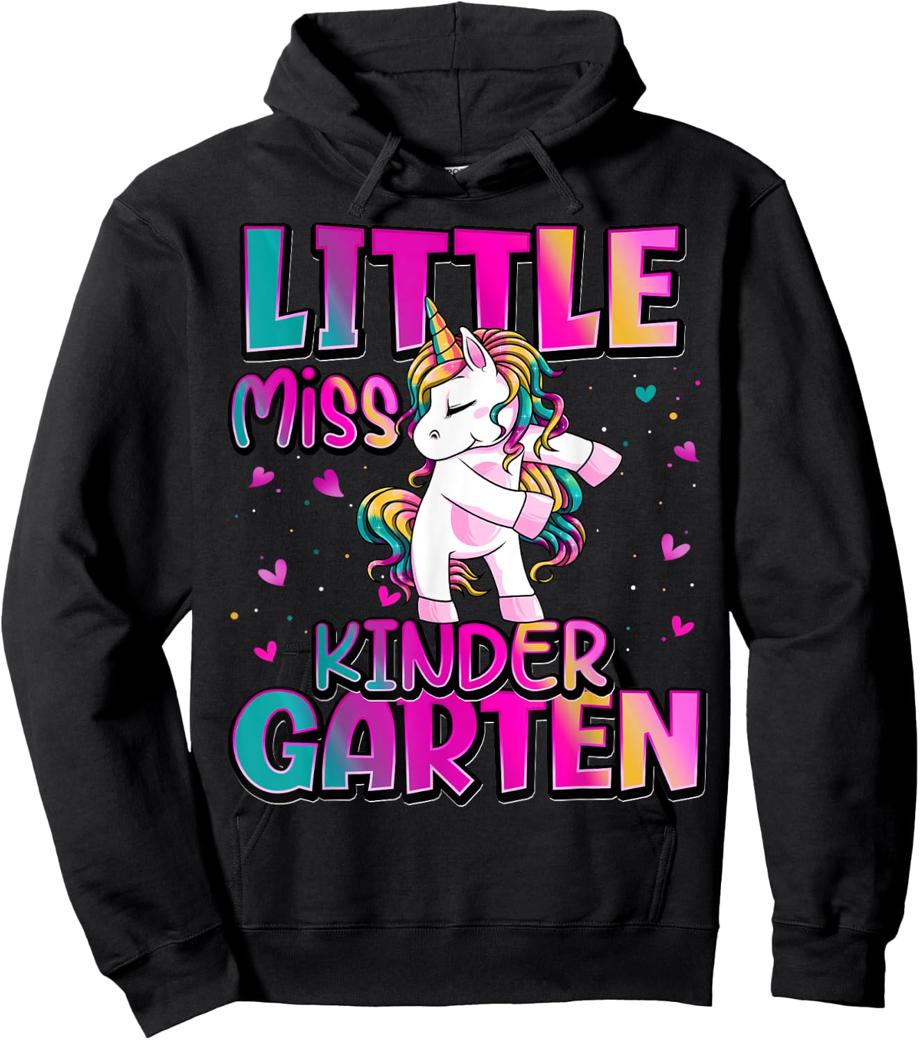 Little Miss Kindergarten Back To School Girls Kindergarten Hoodie - Hoodie | Black