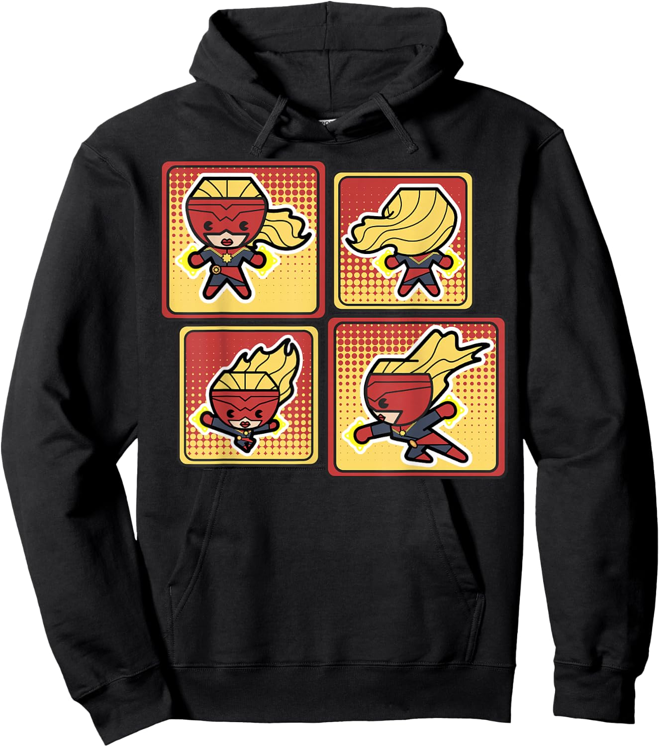 Captain Marvel Kawaii Style Action Pose Poster Hoodie - Hoodie | Black