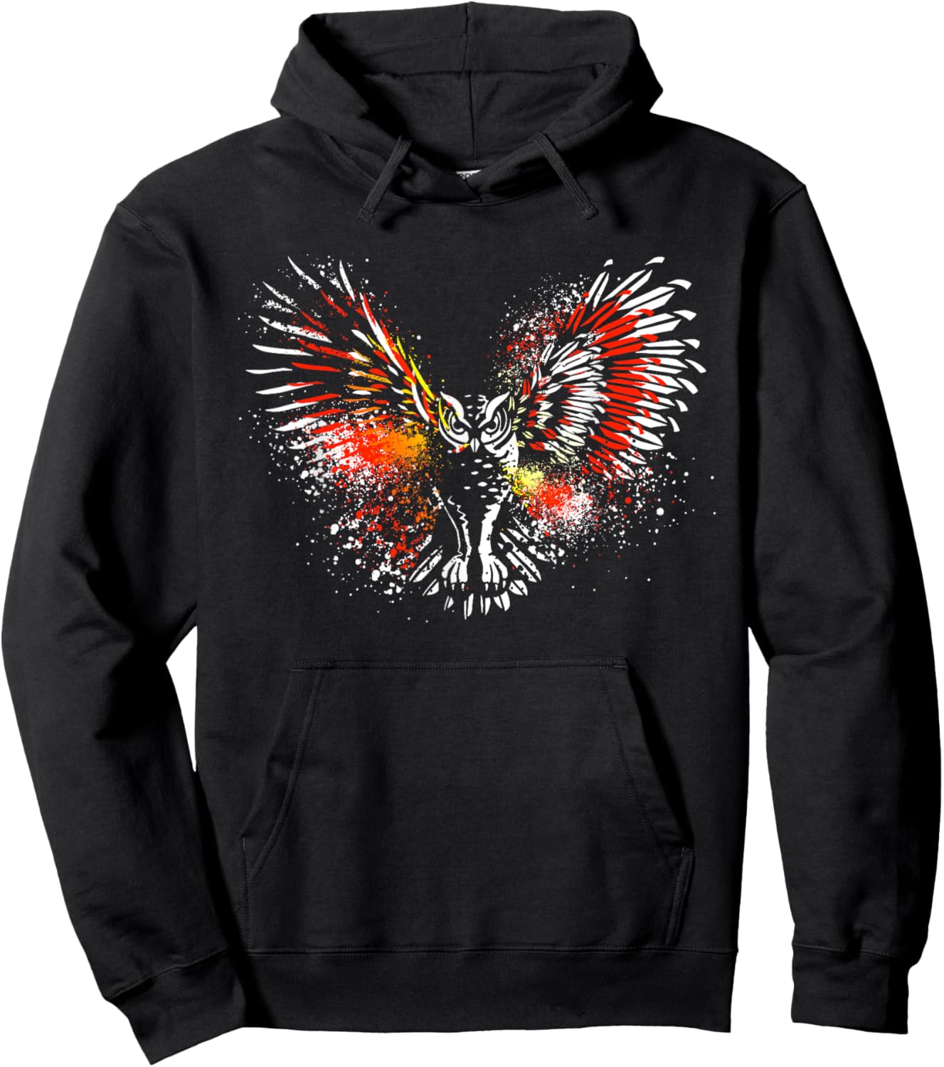 Owl | White Owl | Cute Owl | Red Owl | Night Owl Graphic Hoodie - Hoodie | Black