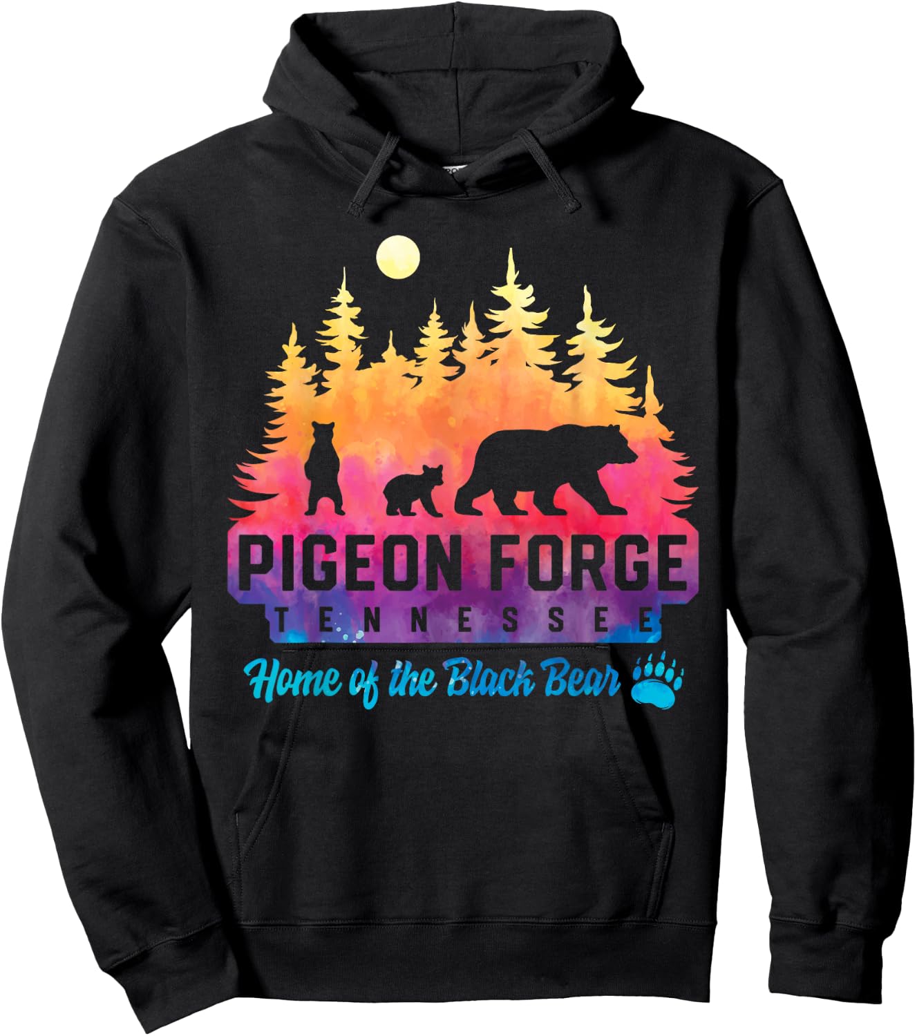 Pigeon Forge Tennessee Bear Great Smoky Mountains Tie Dye Hoodie - Hoodie | Black